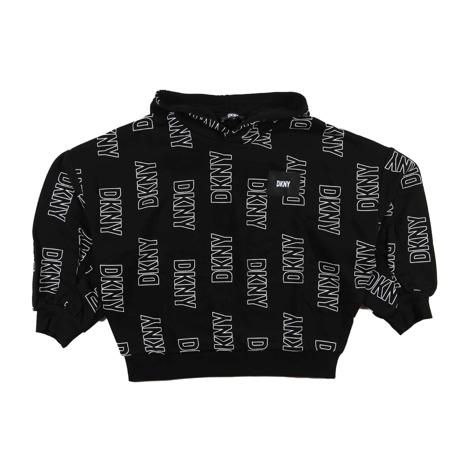 Felpa hoodie over nera con loghi DKNY bianchi - annameglio.com abbigliamento moda