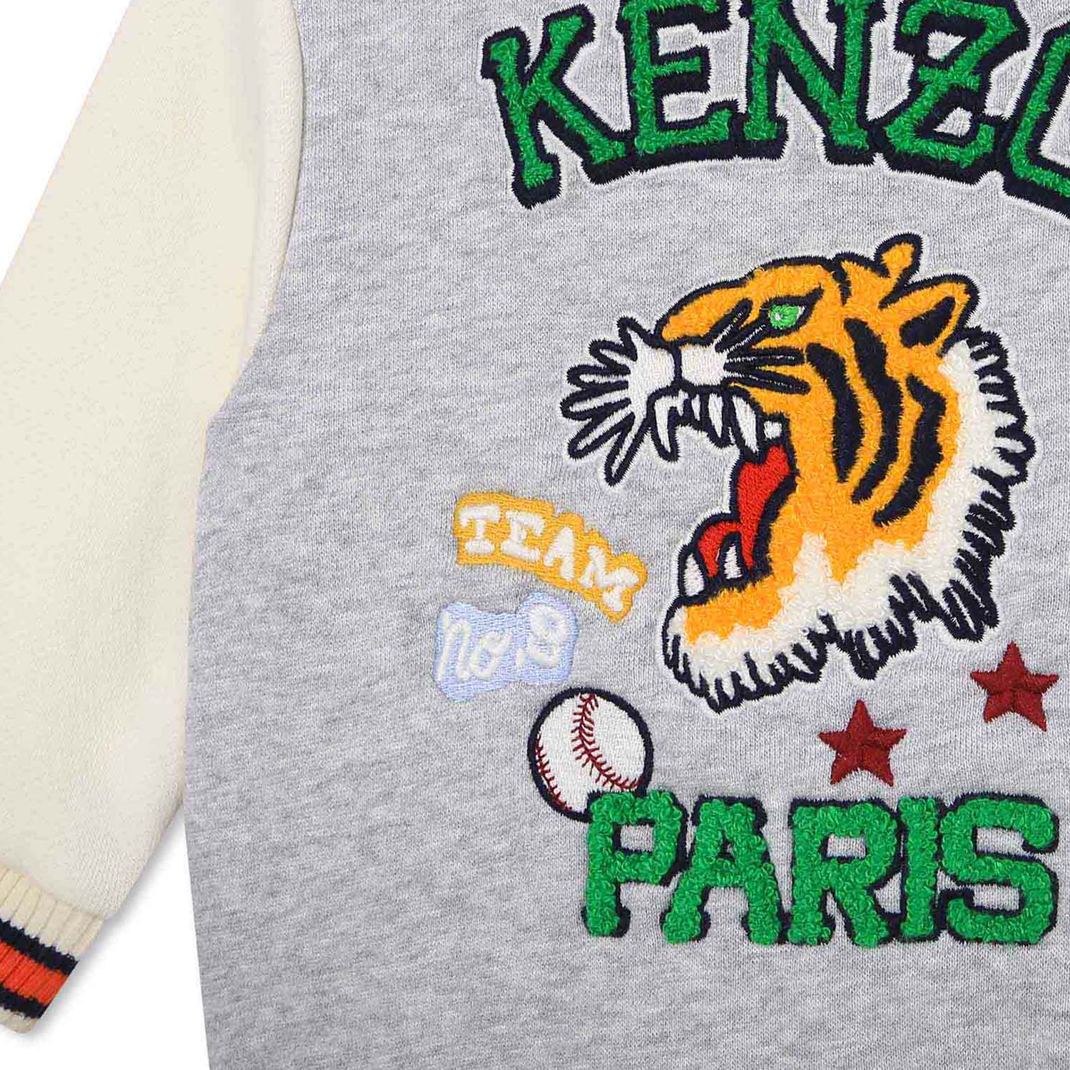 Felpa varsity Kenzo grigia e bianca Bimbo - annameglio.com abbigliamento moda