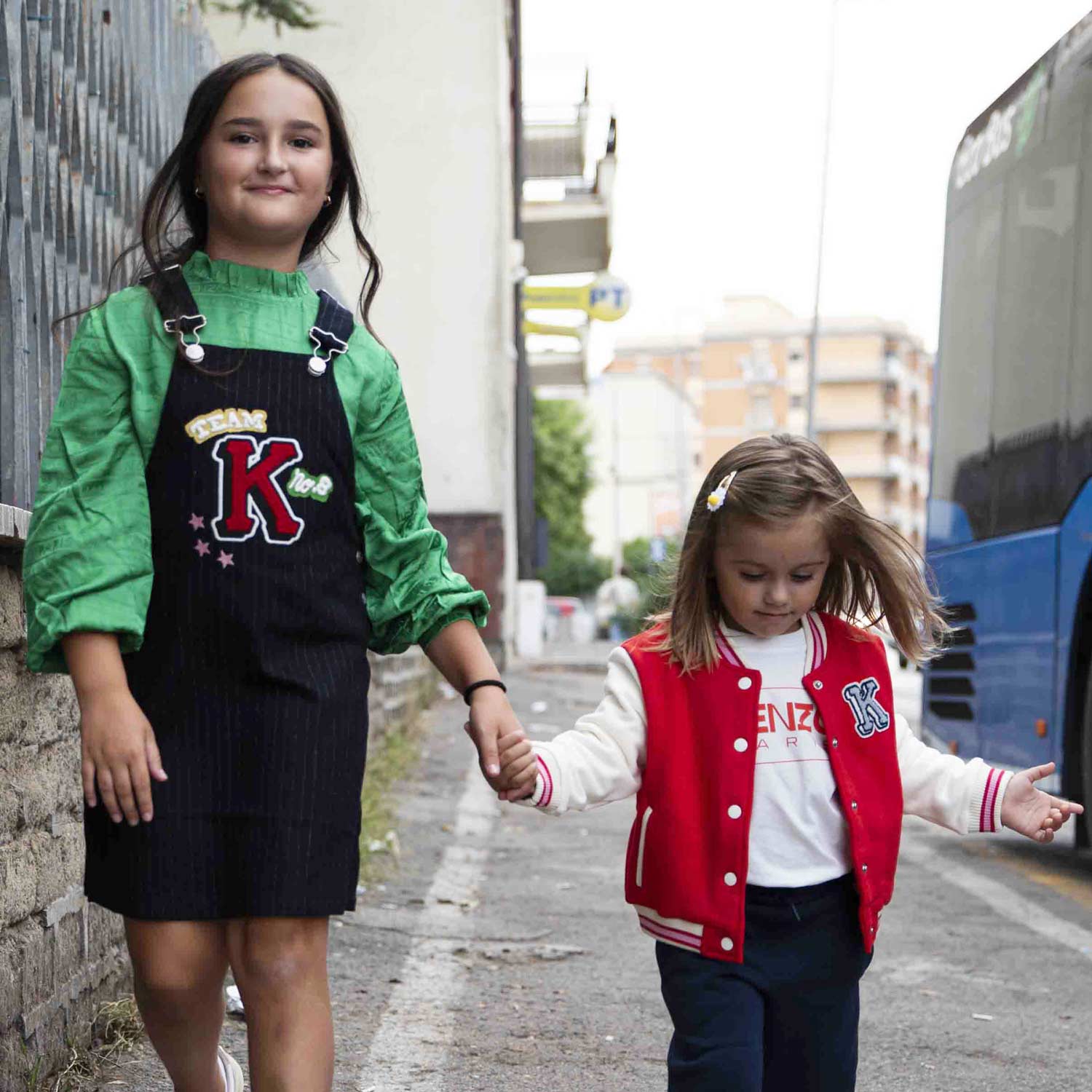 Abito salopette Kenzo blu gessato bambina - annameglio.com abbigliamento moda