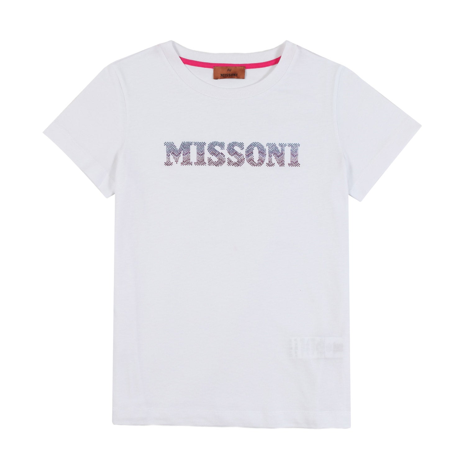 T-shirt bianca con logo Missoni strass - annameglio.com abbigliamento moda