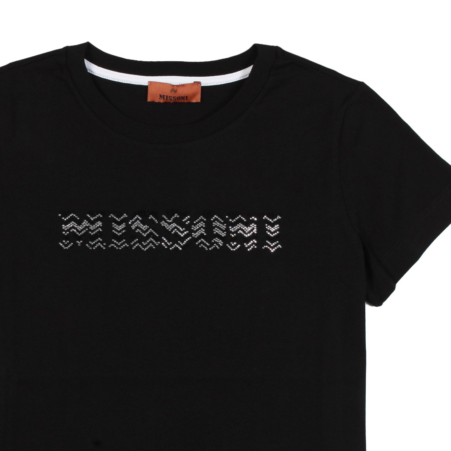 T-shirt nera con logo Missoni strass silver - annameglio.com abbigliamento moda