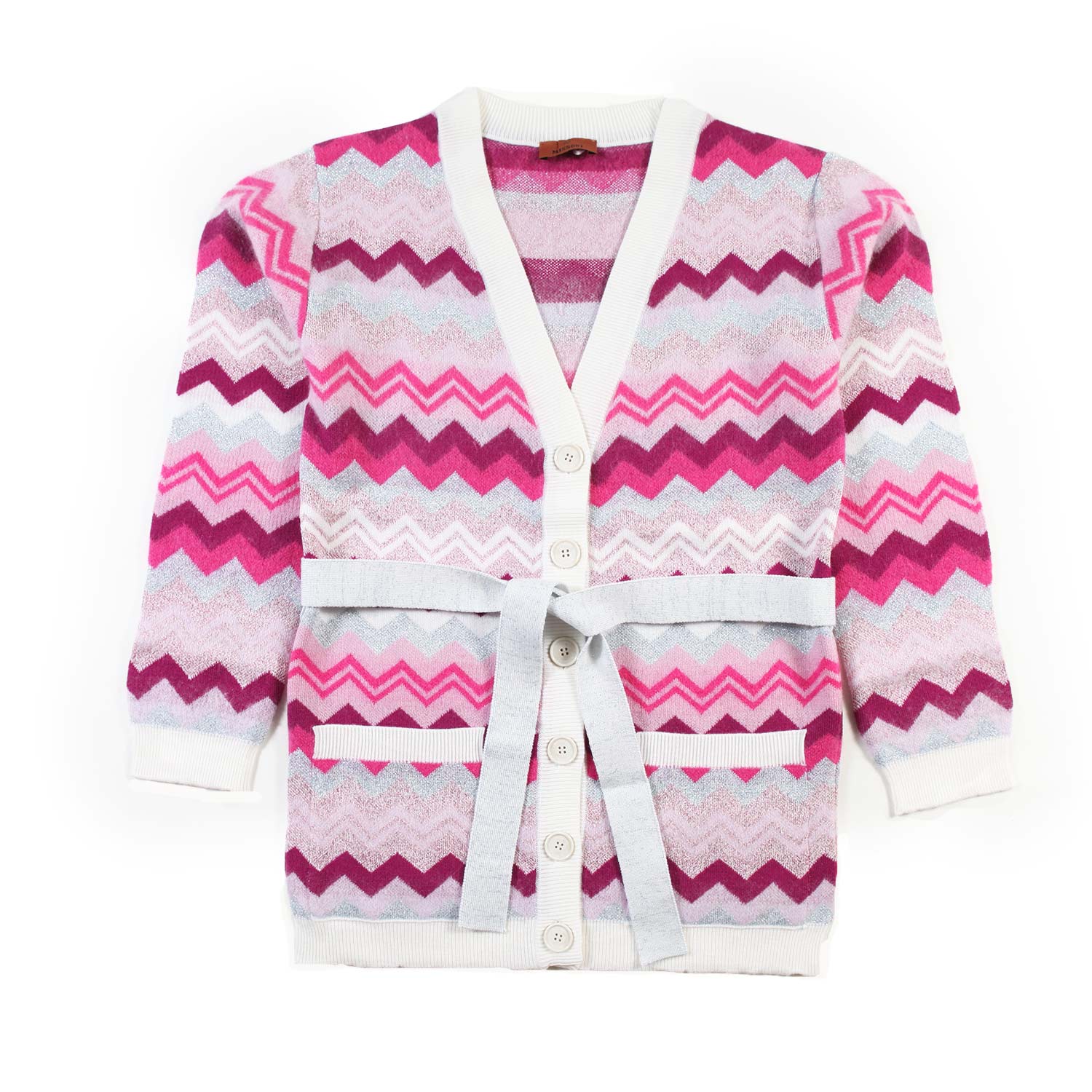 Maxi cardigan ZigZag Missoni rosa, fucsia e panna - annameglio.com abbigliamento moda