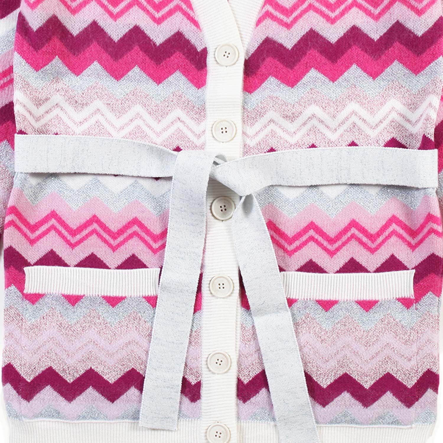 Maxi cardigan ZigZag Missoni rosa, fucsia e panna - annameglio.com abbigliamento moda