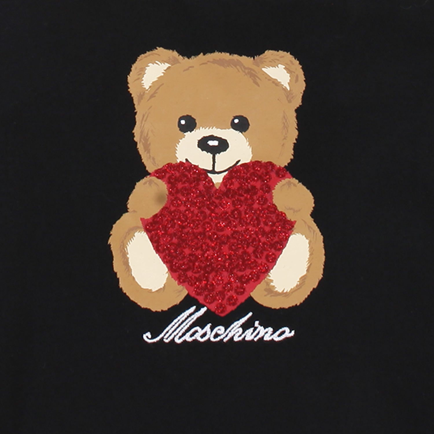 T-shirt Moschino nera con orsetto e cuore bimba - annameglio.com abbigliamento moda