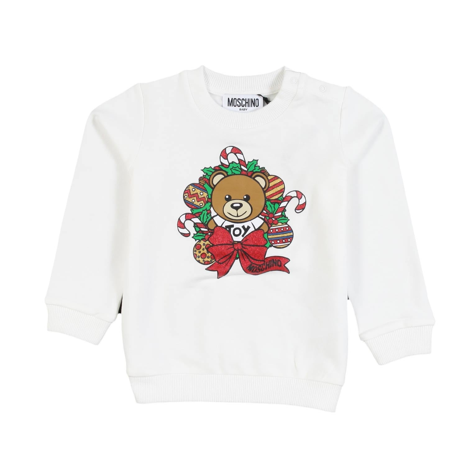 Moschino Teddy Bear Christmas Sweatshirt in Cream - annameglio.com