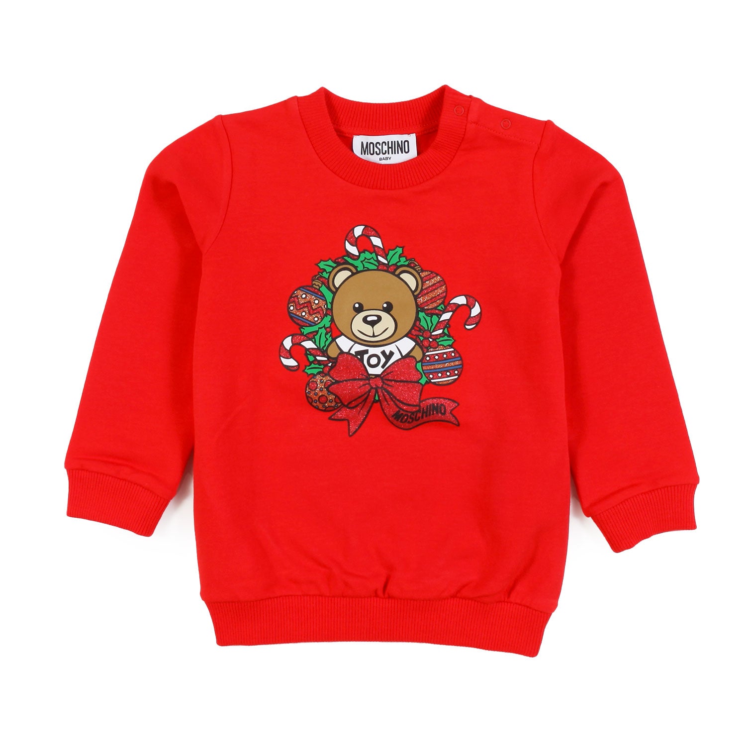 Mini felpa natalizia rossa con Orsetto Moschino - annameglio.com abbigliamento moda