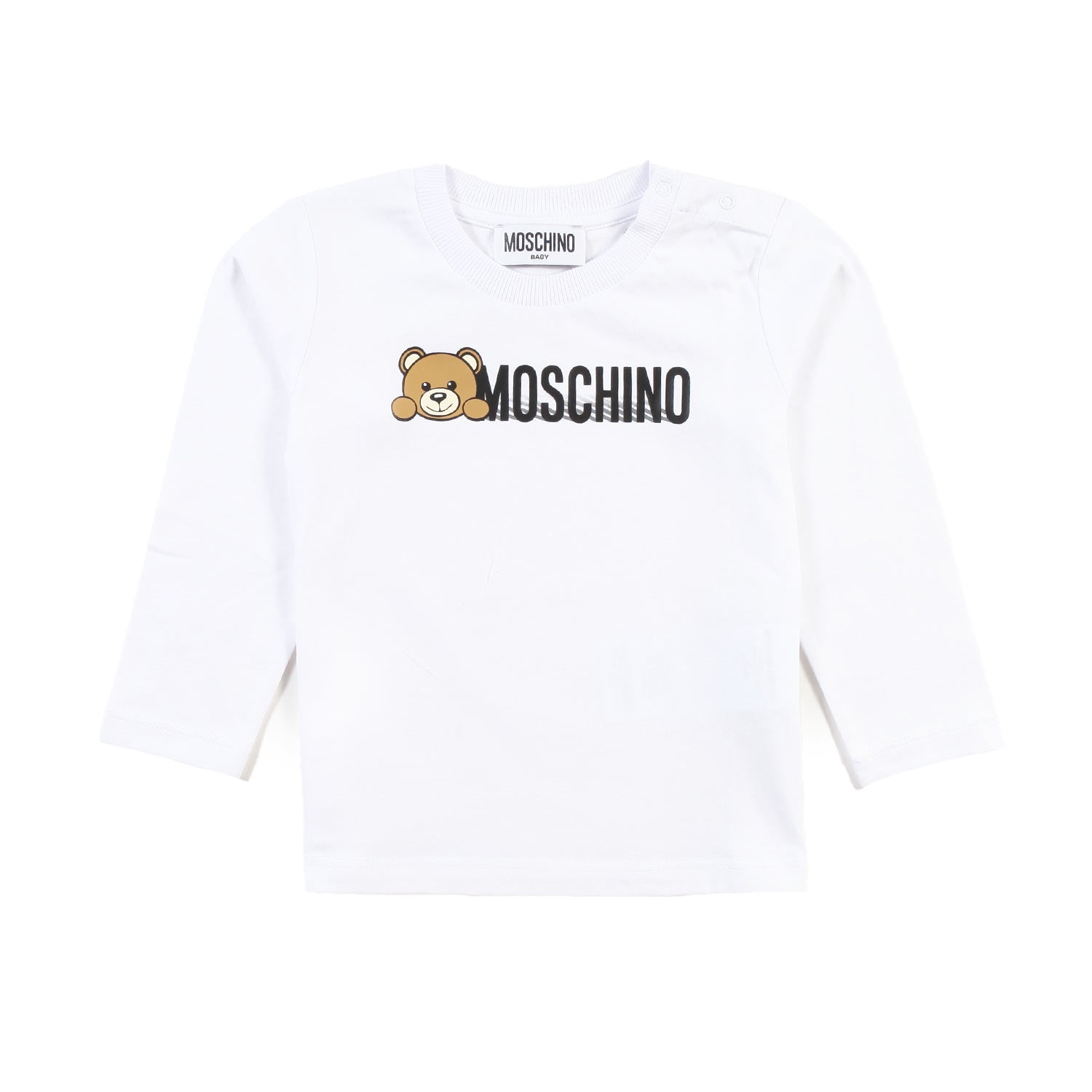 T-shirt baby bianca con logo Moschino Teddy Bear - annameglio.com abbigliamento moda
