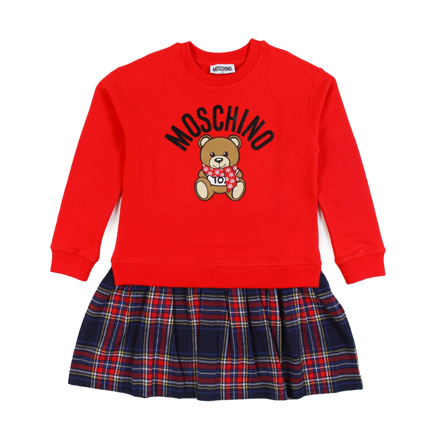 Abito felpa rosso con gonna tartan Bambina - annameglio.com abbigliamento moda