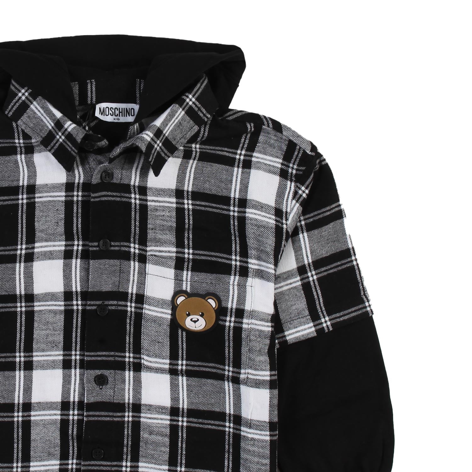 Camicia Moschino bianca e nera vichy con cappuccio - annameglio.com abbigliamento moda