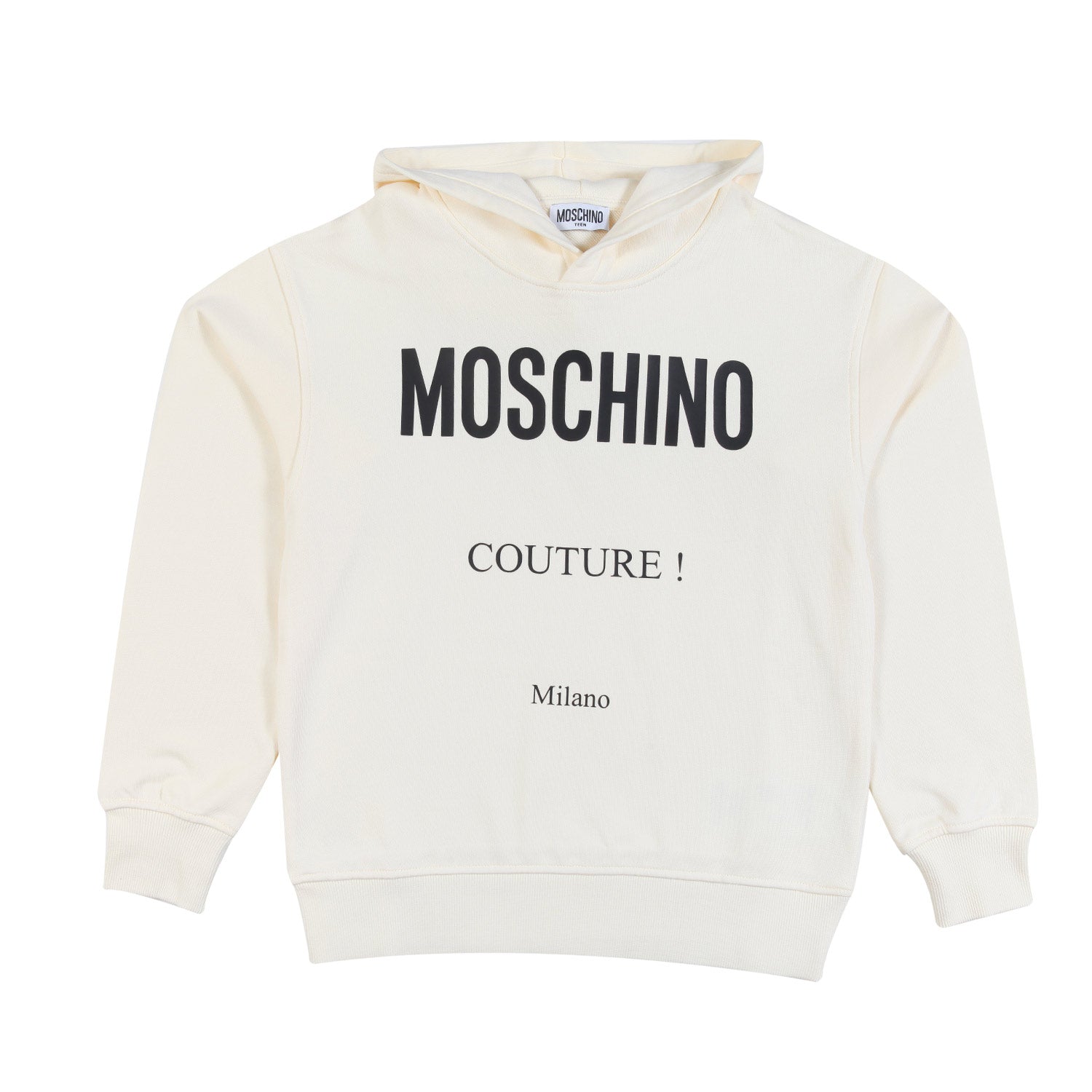 Felpa unisex Moschino Couture panna con cappuccio - annameglio.com abbigliamento moda