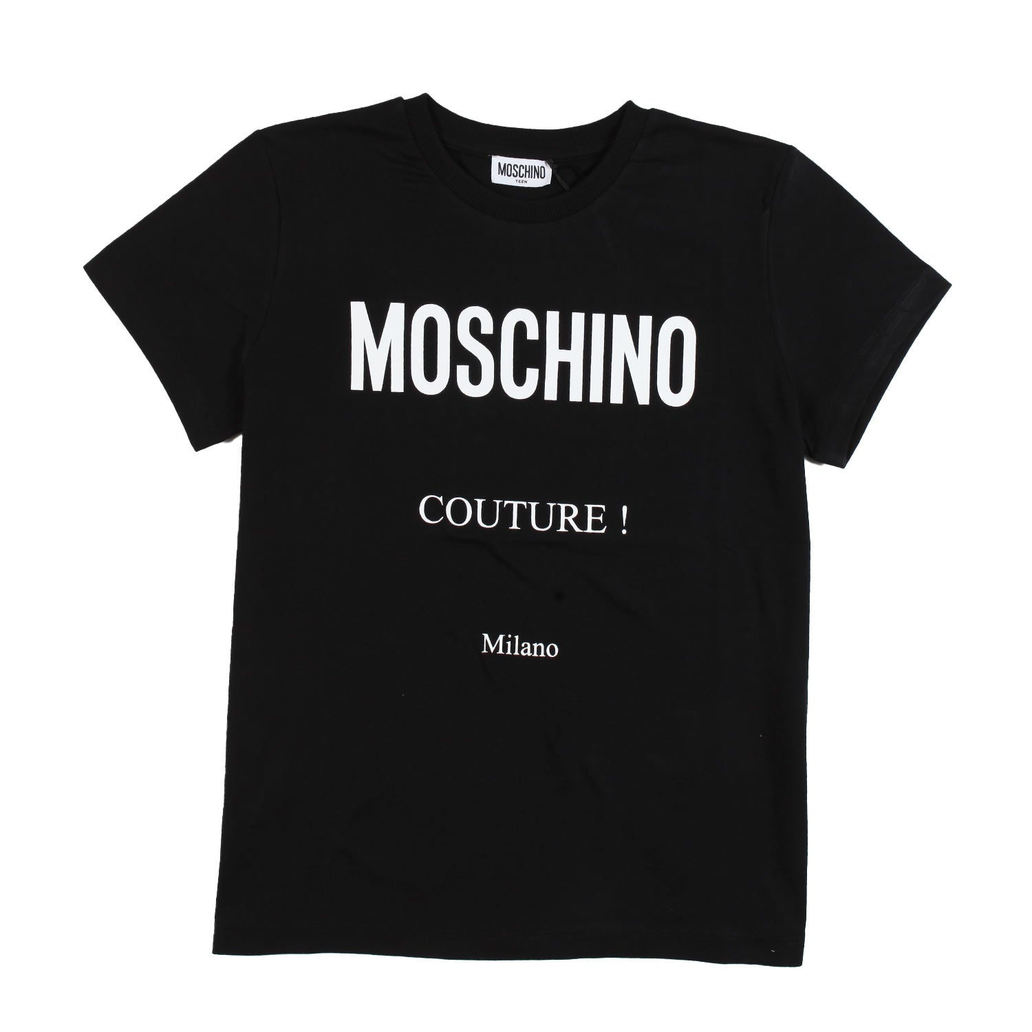 T-shirt unisex nera con maxi logo Moschino Couture - annameglio.com abbigliamento moda