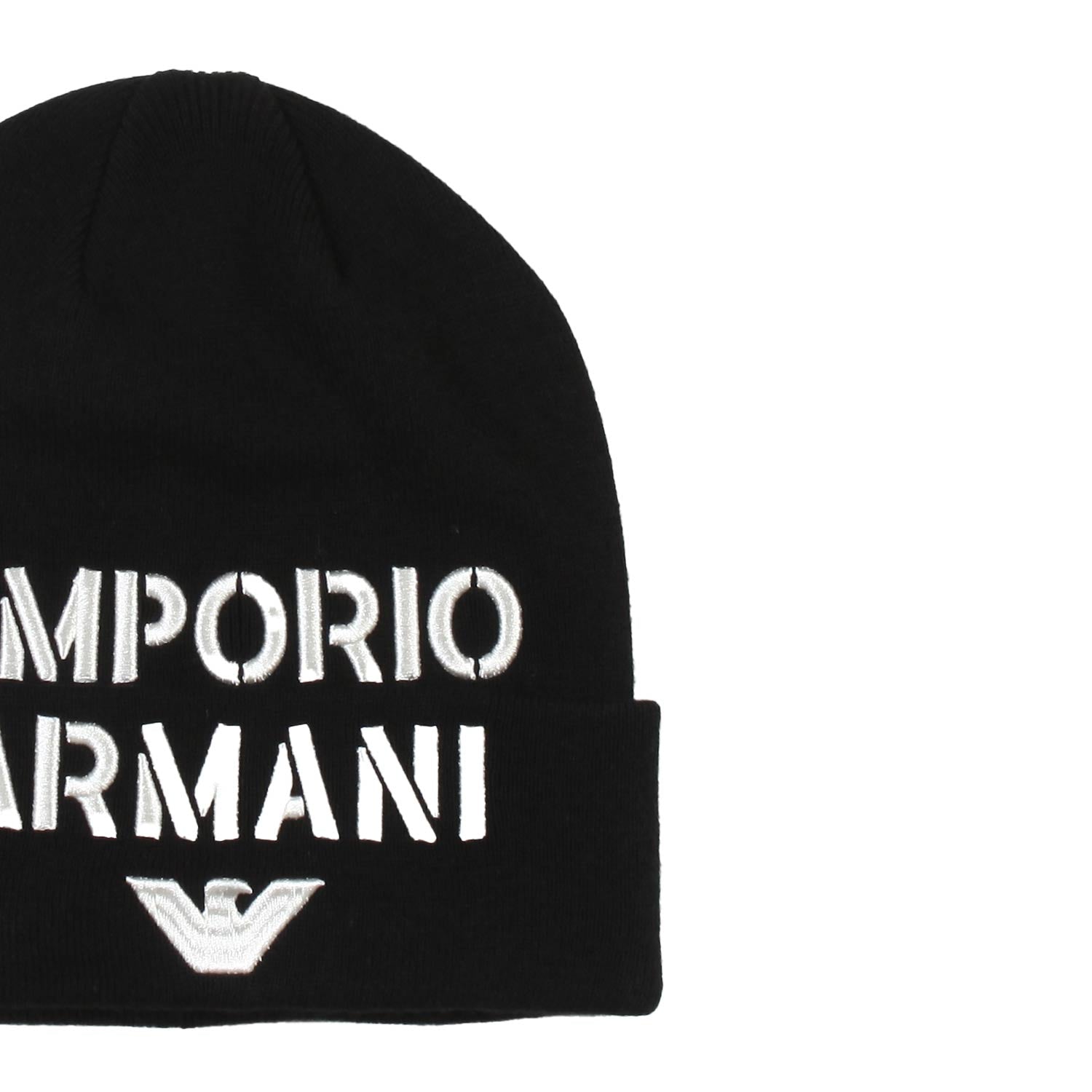 Berretto Armani Junior nero con logo avorio chiaro - annameglio.com abbigliamento moda