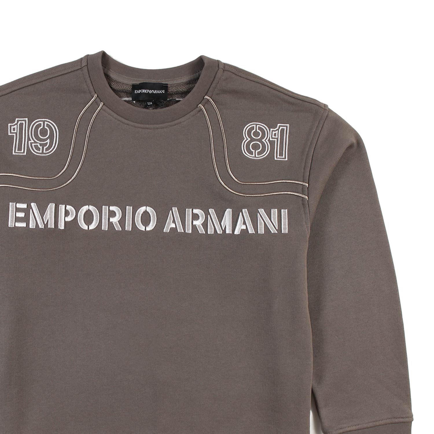 Felpa Armani Junior fango con maxi ricami - annameglio.com abbigliamento moda