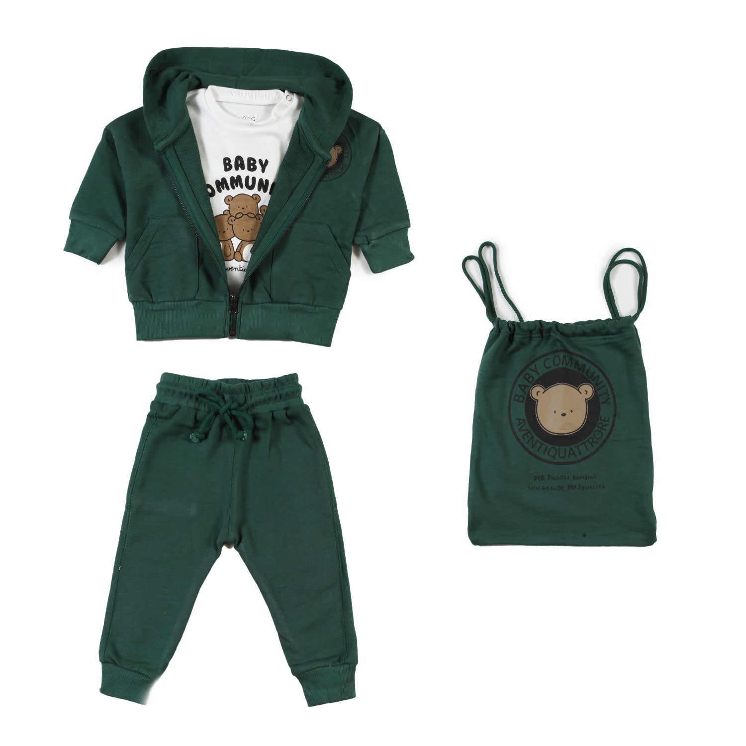 Tuta A24 verde scuro e bianca bimbo e bimba - annameglio.com abbigliamento moda