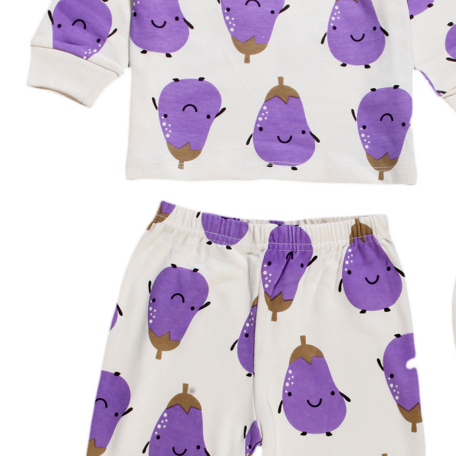 Pigiama unisex panna con melanzane viola - annameglio.com abbigliamento moda