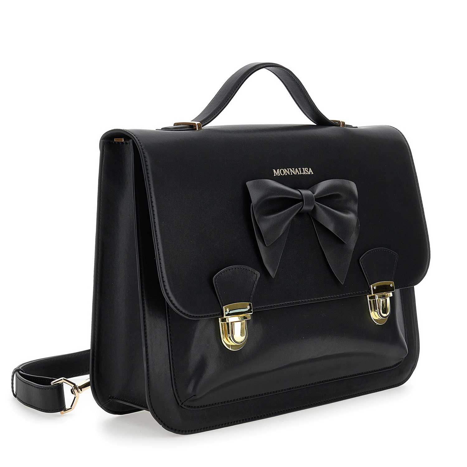 Cartella Monnalisa nera e oro in pelle - annameglio.com abbigliamento moda