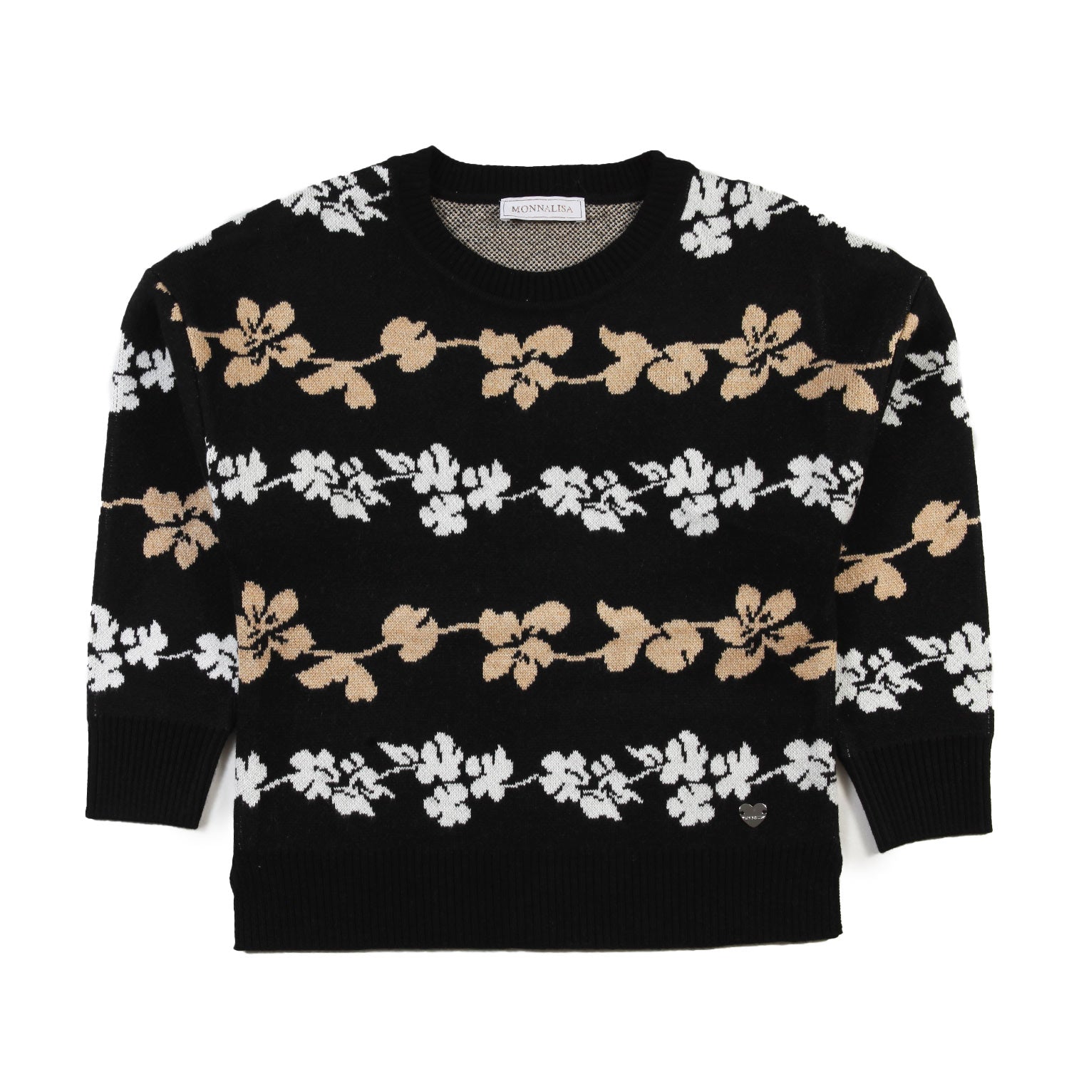 Pullover Monnalisa nero, beige e bianco Bambina - annameglio.com abbigliamento moda
