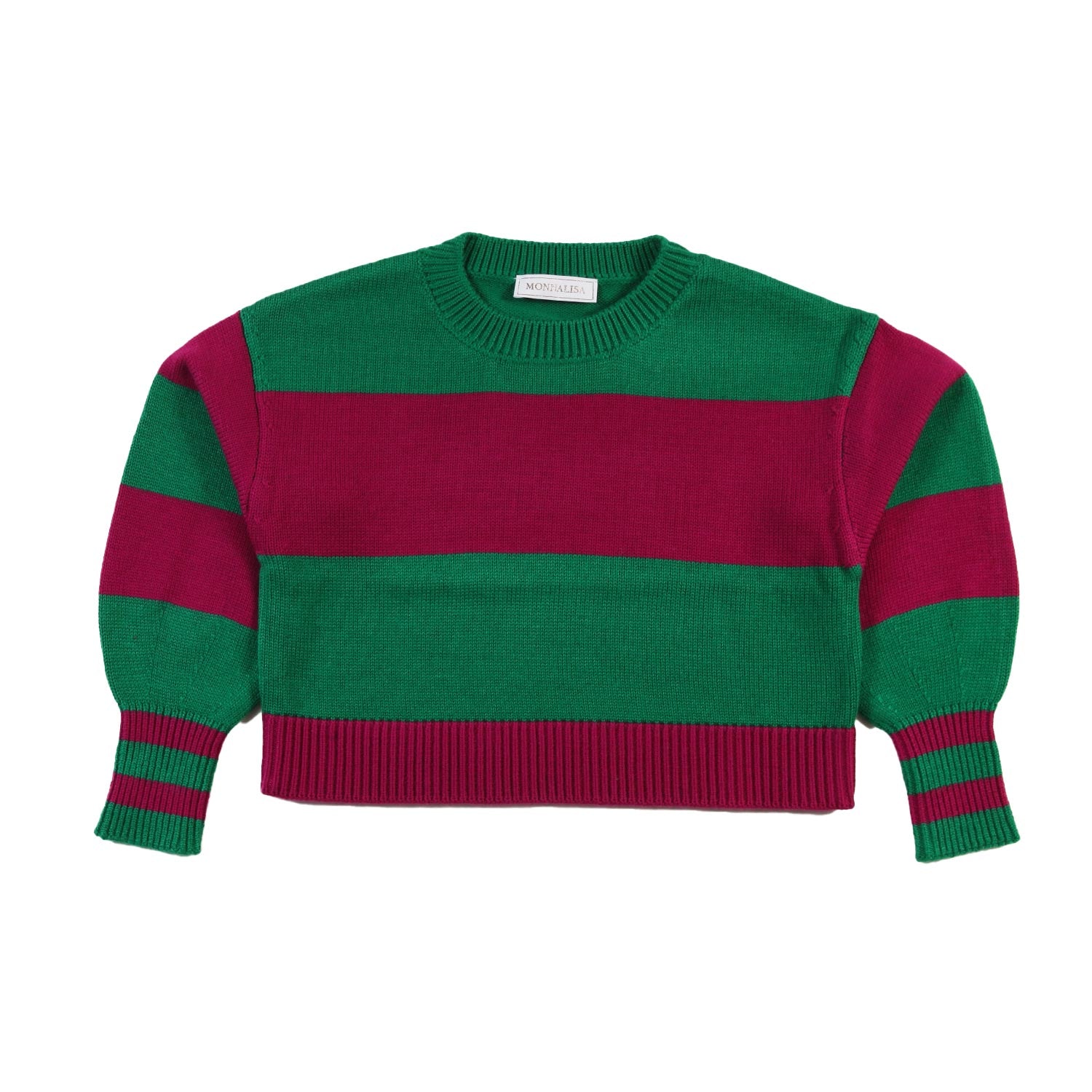 Pullover cropped Monnalisa verde e fucsia Bambina - annameglio.com abbigliamento moda
