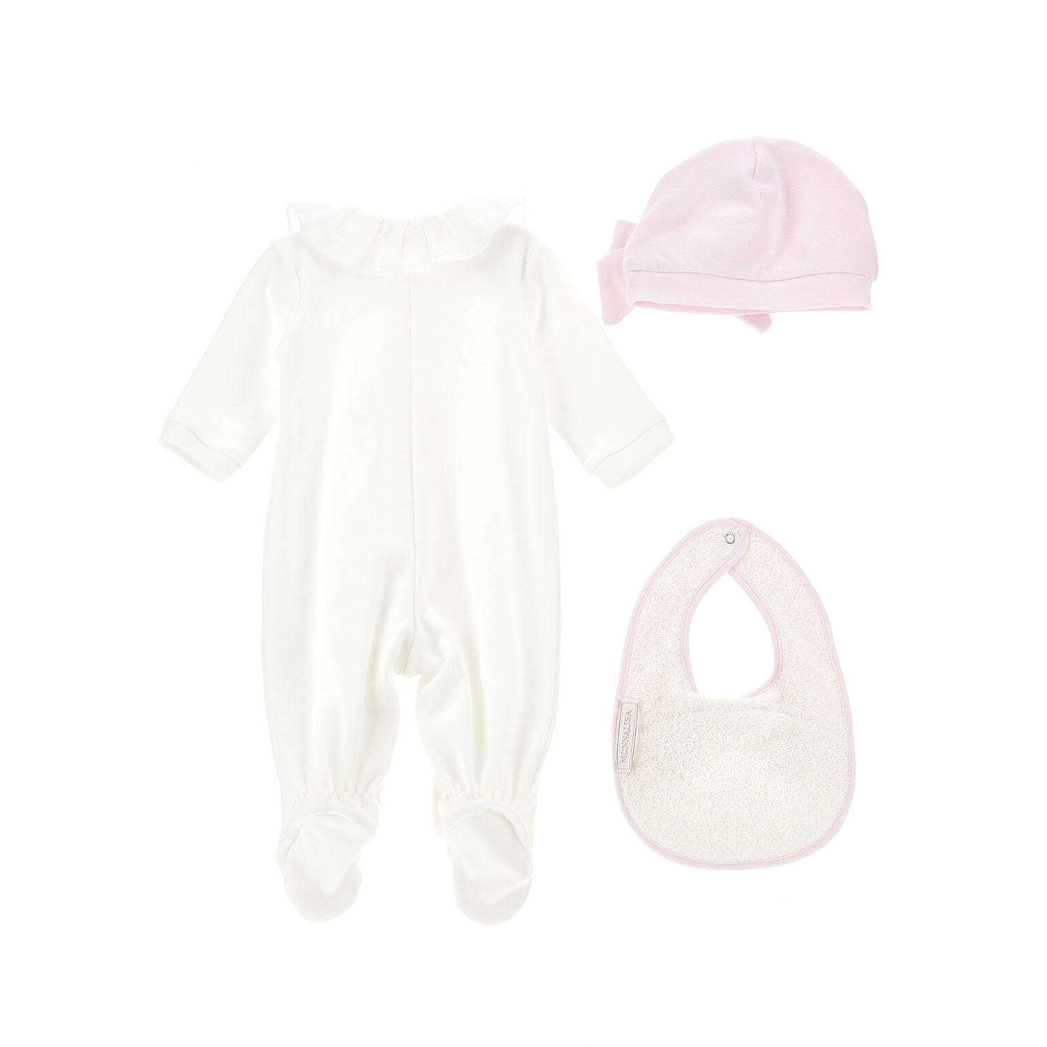 Tutina Monnalisa panna con cuffia e bavetta rosa - annameglio.com abbigliamento moda