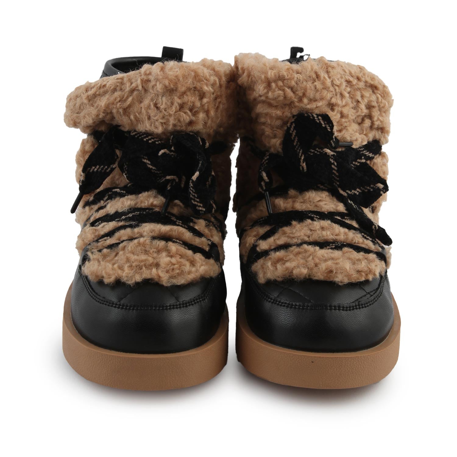 Scarponcini peluche Monnalisa neri e beige - annameglio.com abbigliamento moda