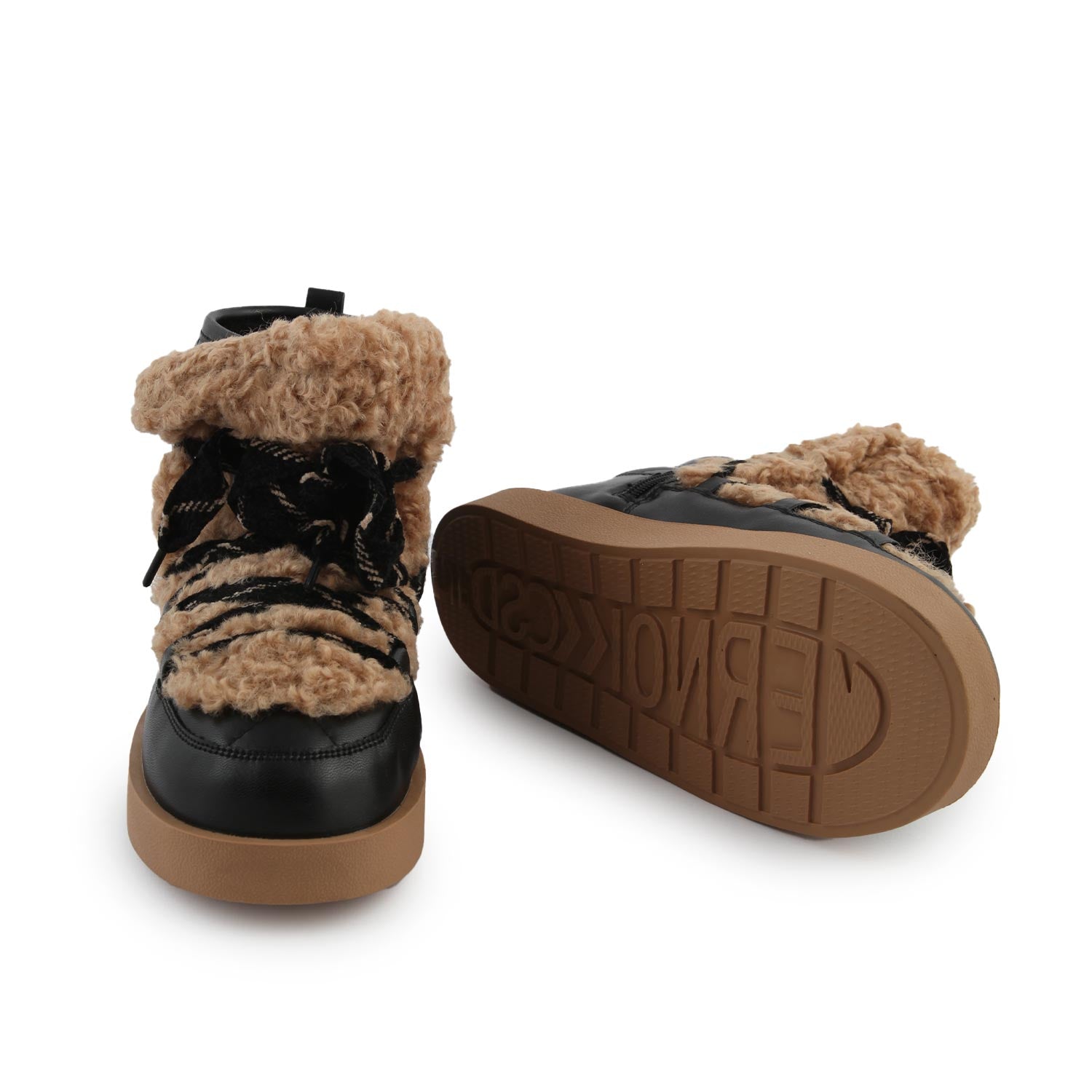 Scarponcini peluche Monnalisa neri e beige - annameglio.com abbigliamento moda