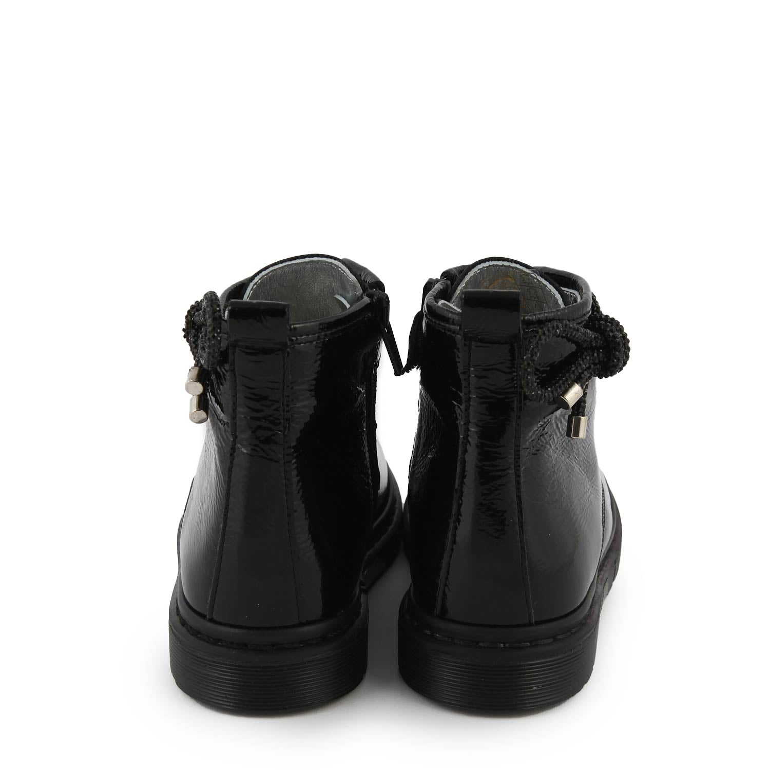 Anfibi Monnalisa neri con fiocco strass Bimba - annameglio.com abbigliamento moda