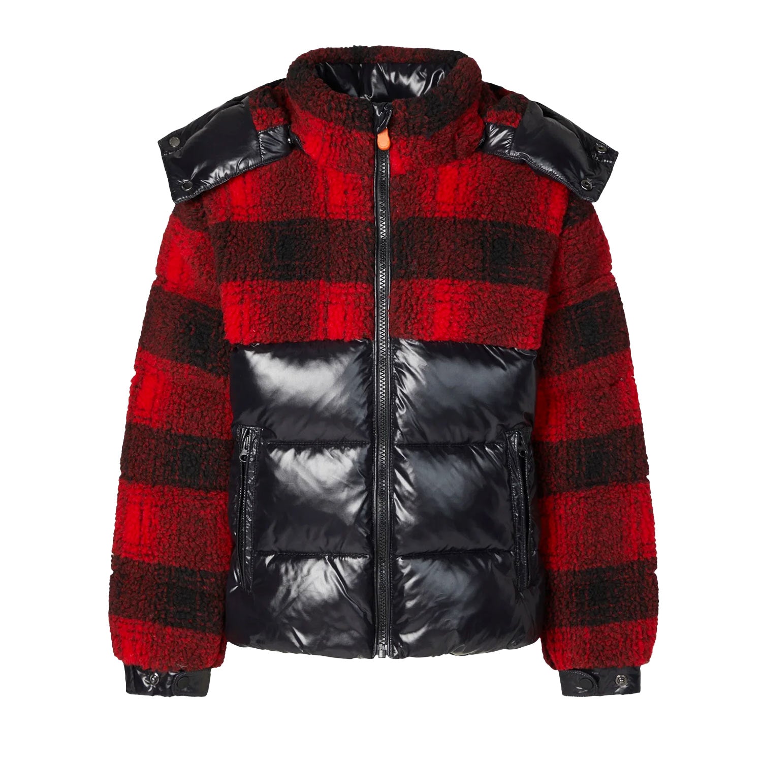 Piumino Zai rosso fiamma tartan e nero semilucido - annameglio.com abbigliamento moda