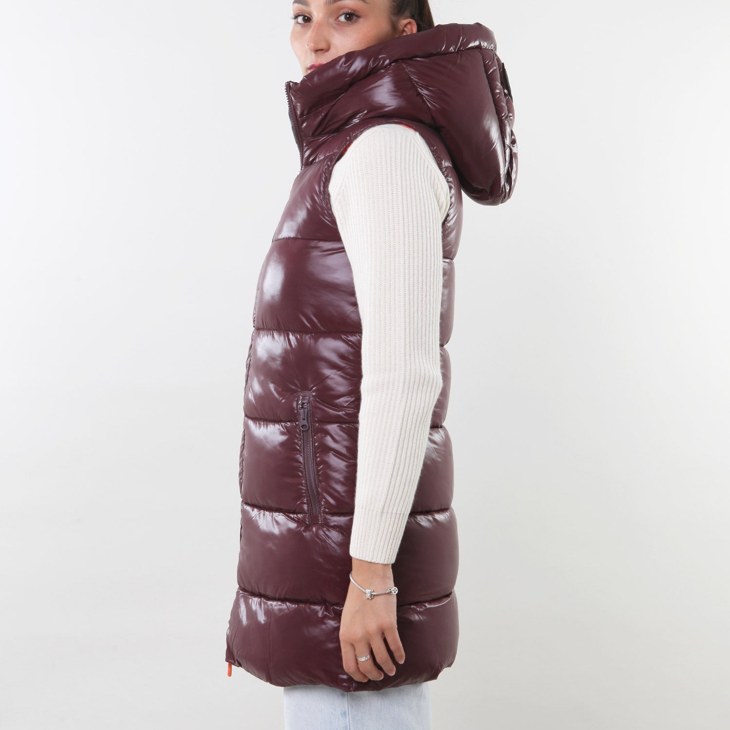 Piumino gilet Uma bordeaux semilucido e arancione - annameglio.com abbigliamento moda