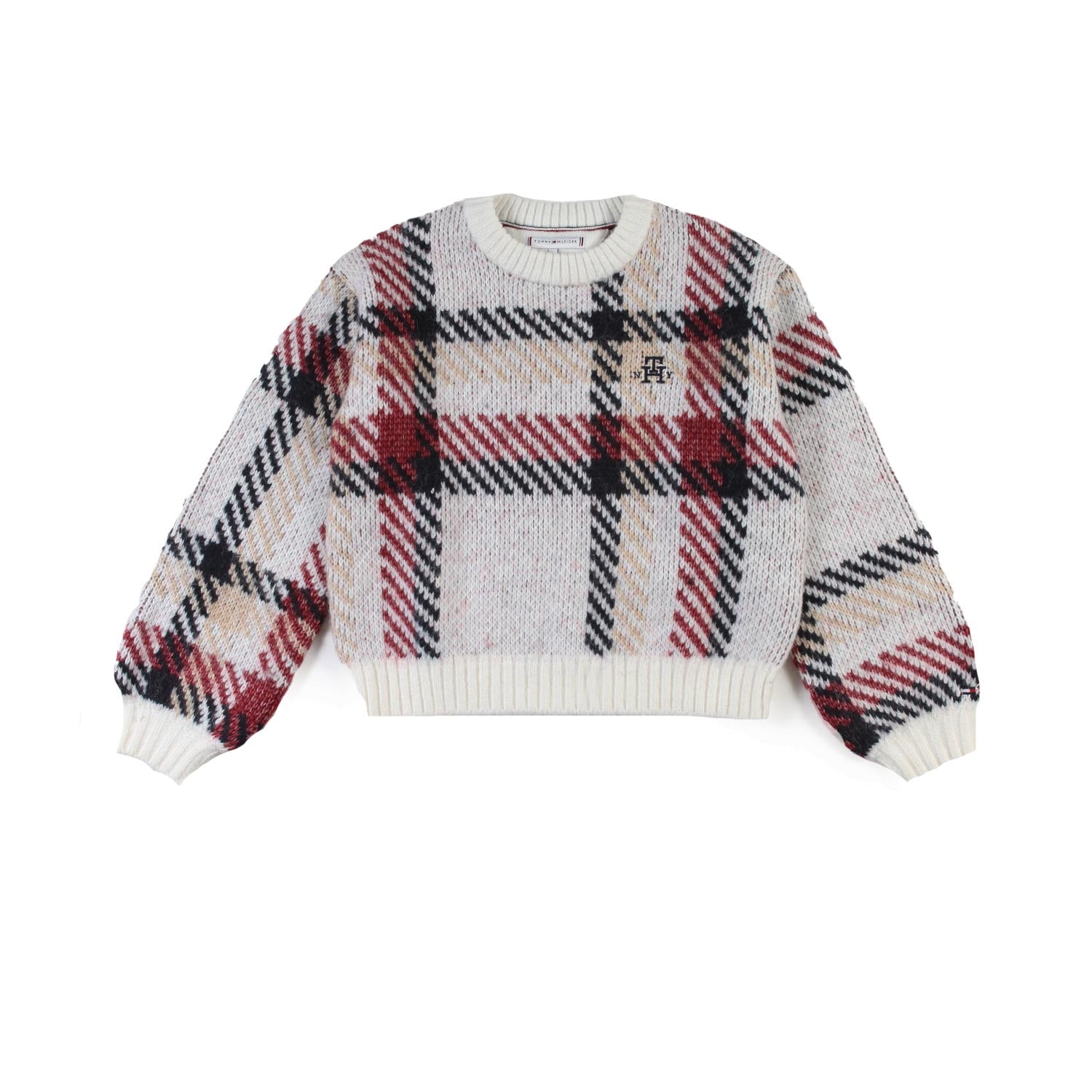 Maglione Tommy tartan bianco e multicolor - annameglio.com abbigliamento moda