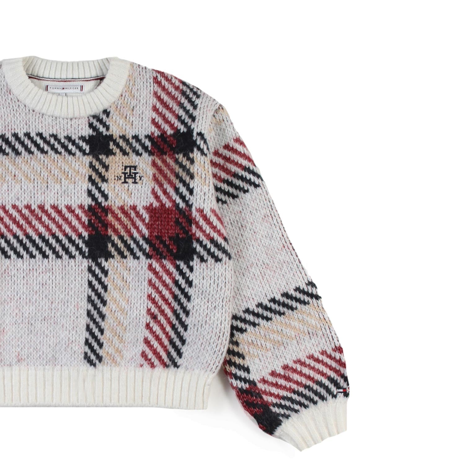 Maglione Tommy tartan bianco e multicolor - annameglio.com abbigliamento moda
