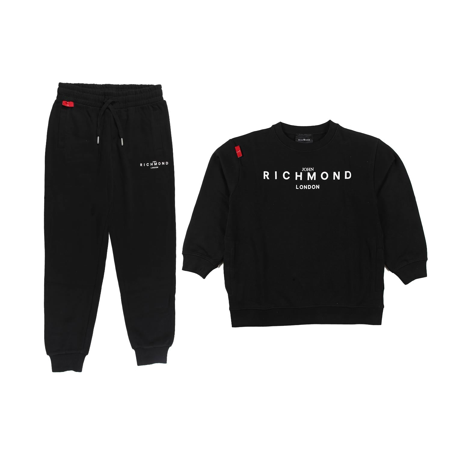 Tuta 2 pezzi John Richmond nera con loghi bianchi - annameglio.com abbigliamento moda