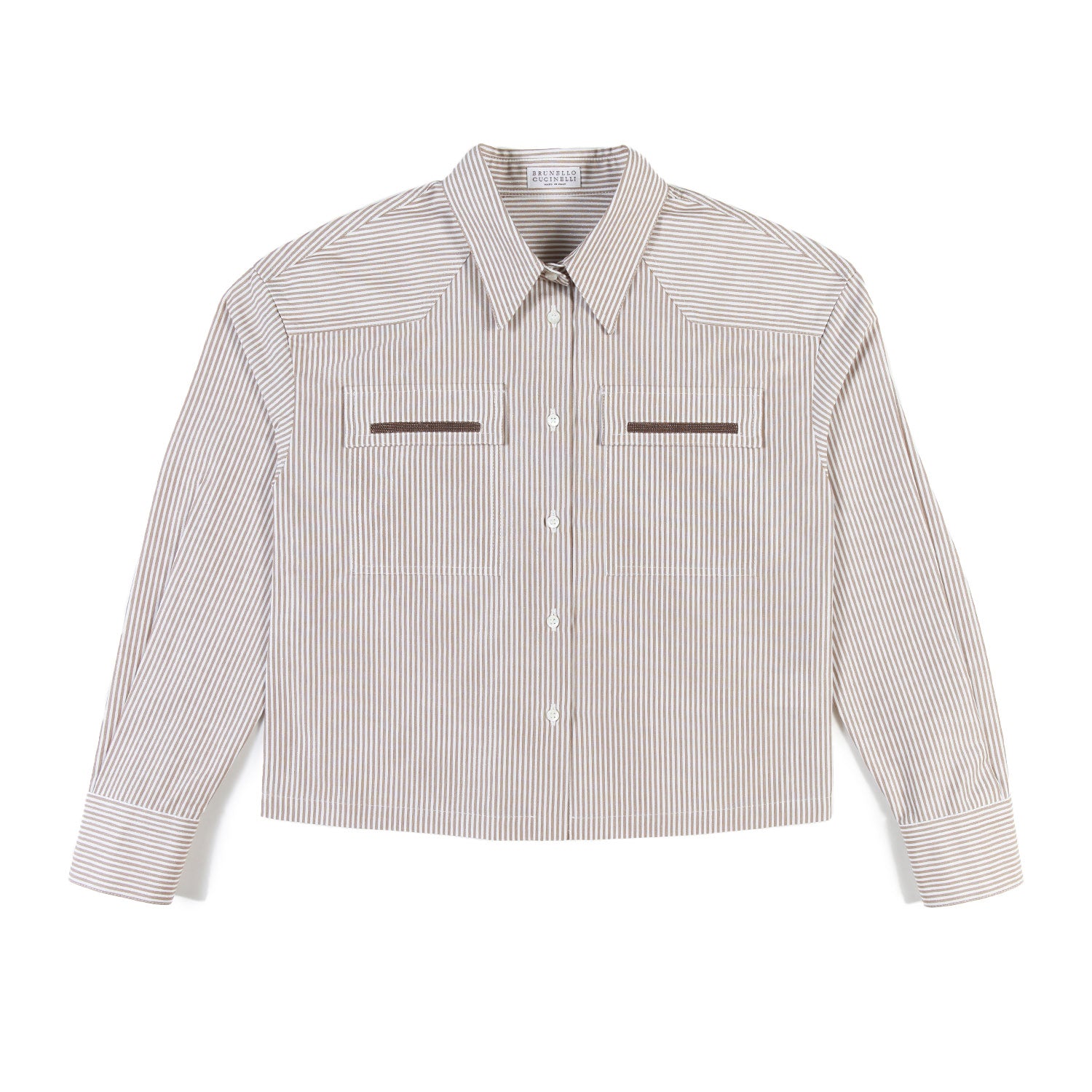 Camicia Sparkling Stripe cammello B. Cucinelli - annameglio.com abbigliamento moda