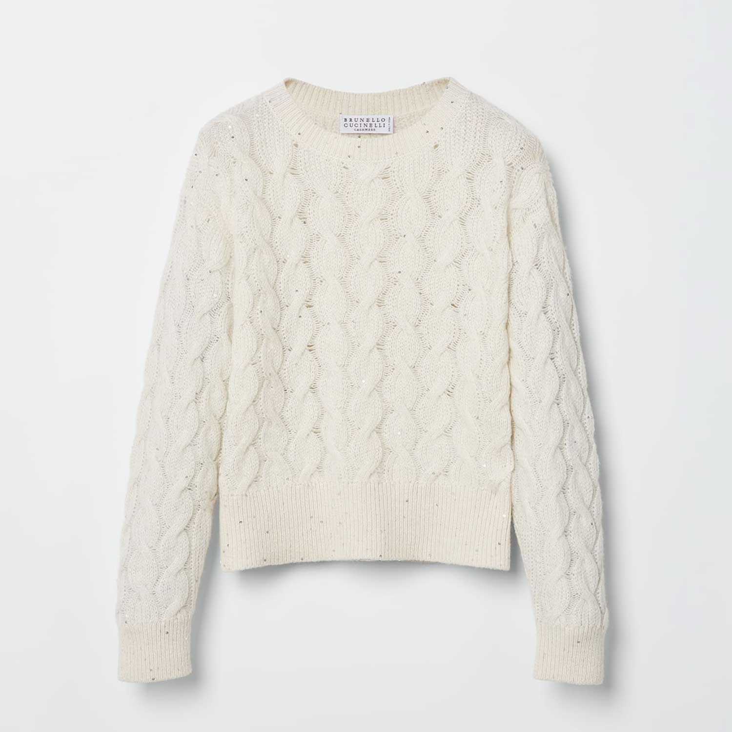 Pullover a treccia Brunello Cucinelli avorio - annameglio.com abbigliamento moda