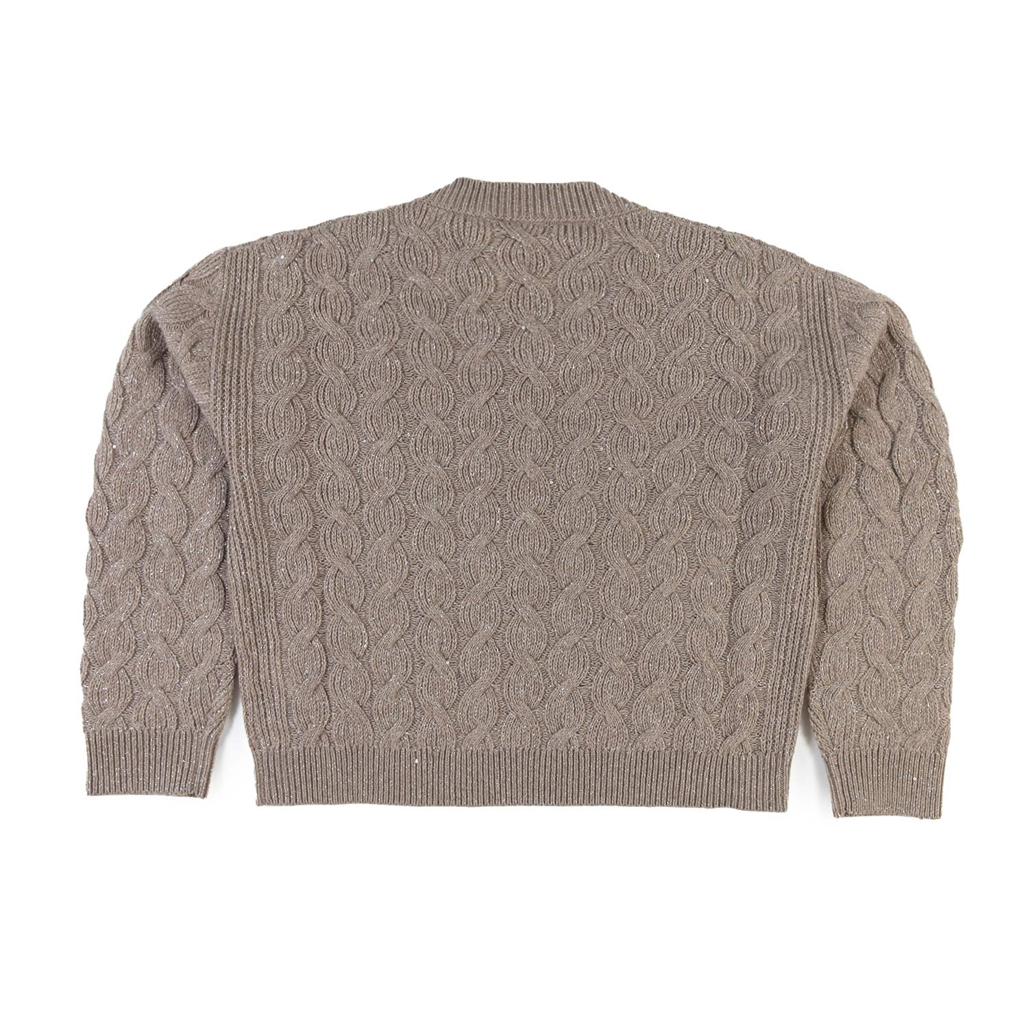 Pullover a treccia Brunello Cucinelli tortora - annameglio.com abbigliamento moda