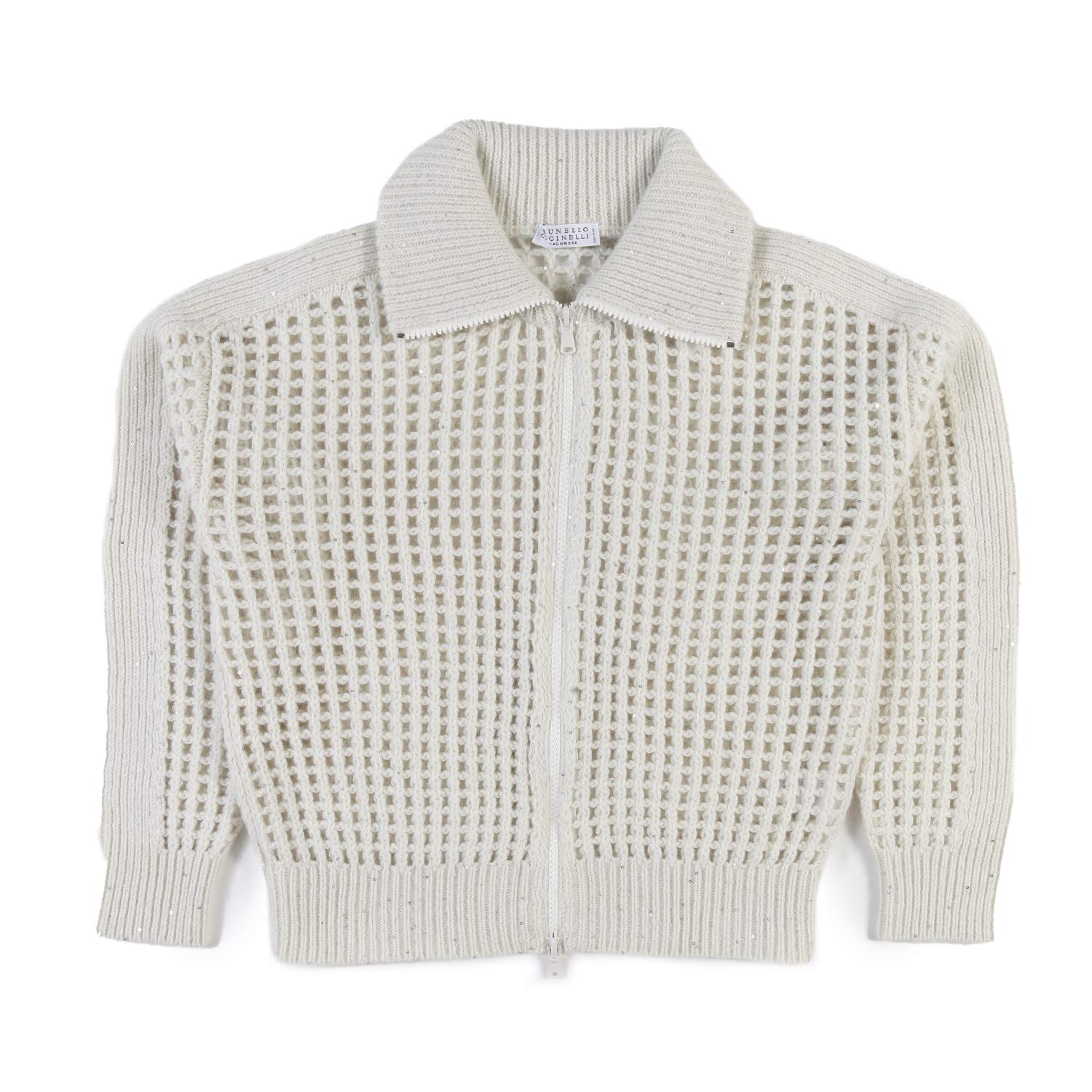 Maglione Sparkling Net Brunello Cucinelli ecru - annameglio.com abbigliamento moda