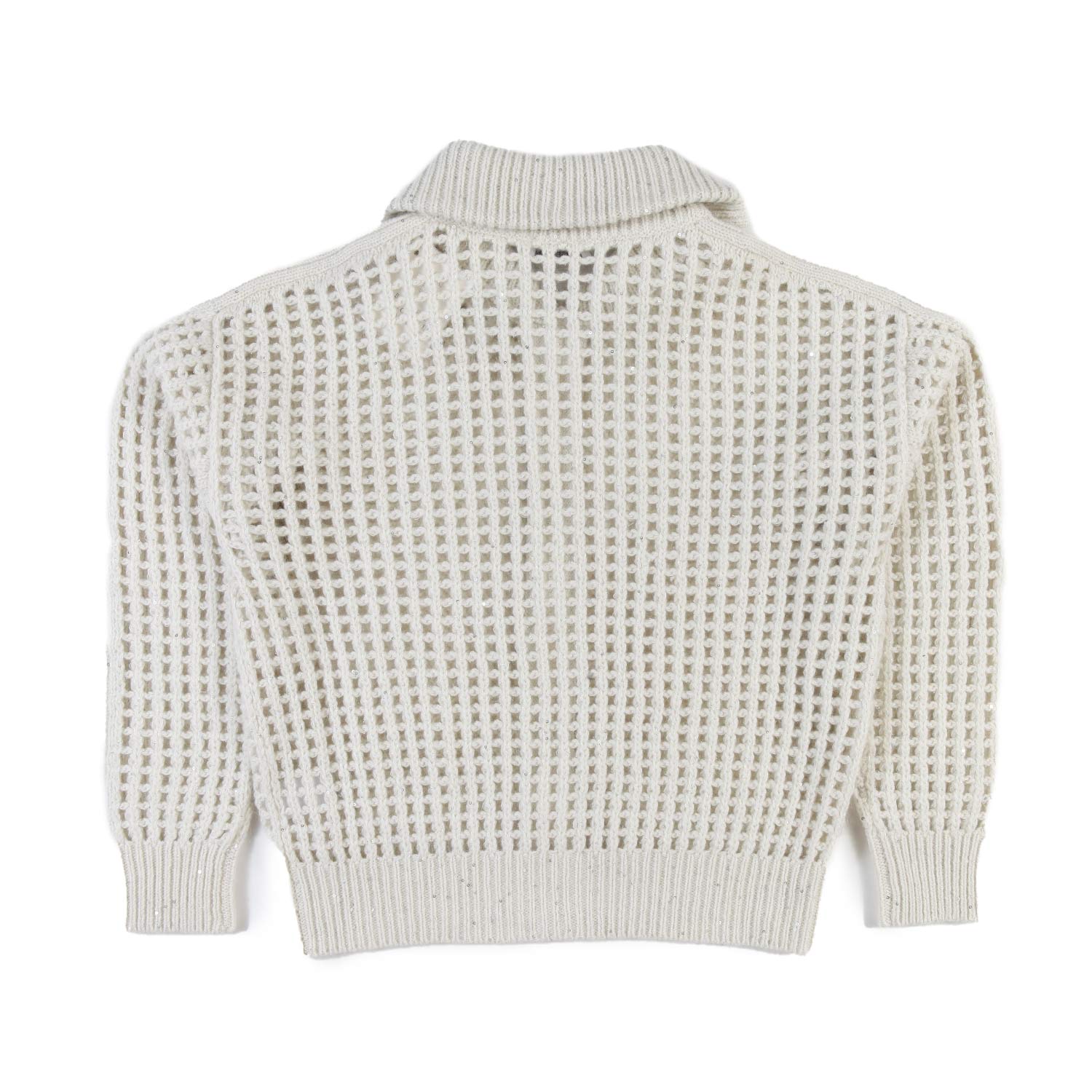 Maglione Sparkling Net Brunello Cucinelli ecru - annameglio.com abbigliamento moda