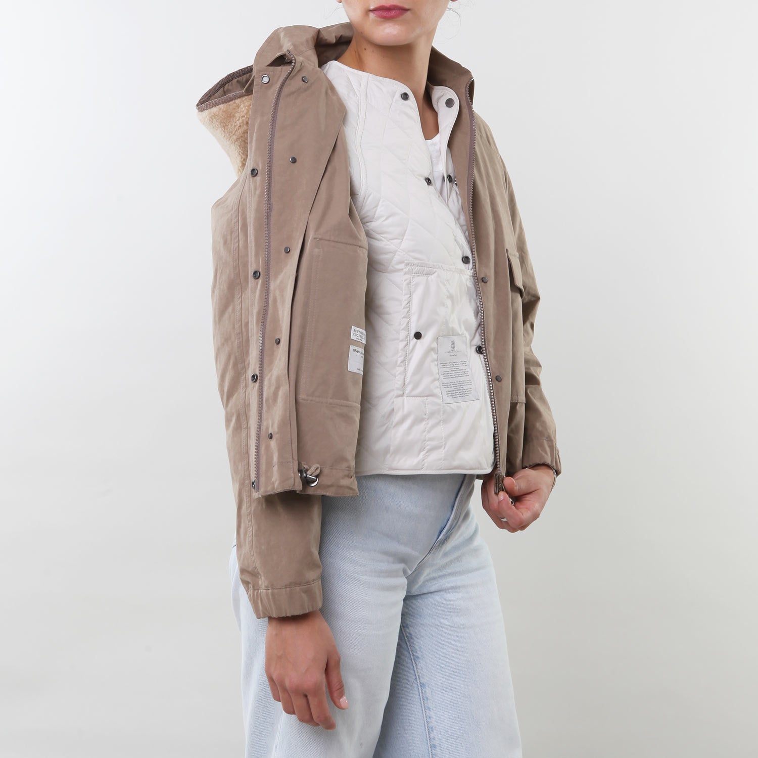 Giacca Beige imbottita con cappuccio - annameglio.com abbigliamento moda