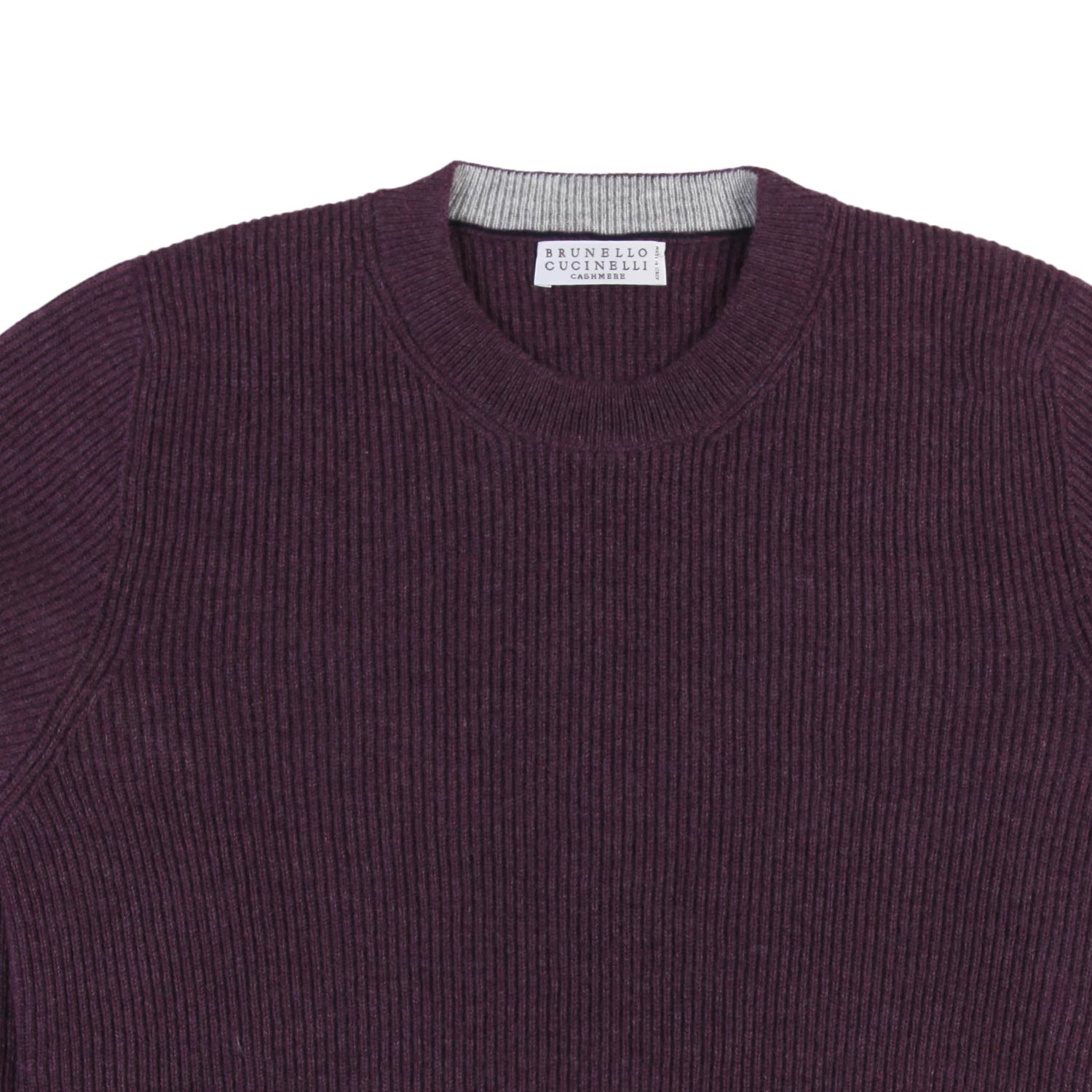 Maglia cachemire a coste Brunello Cucinelli viola - annameglio.com abbigliamento moda