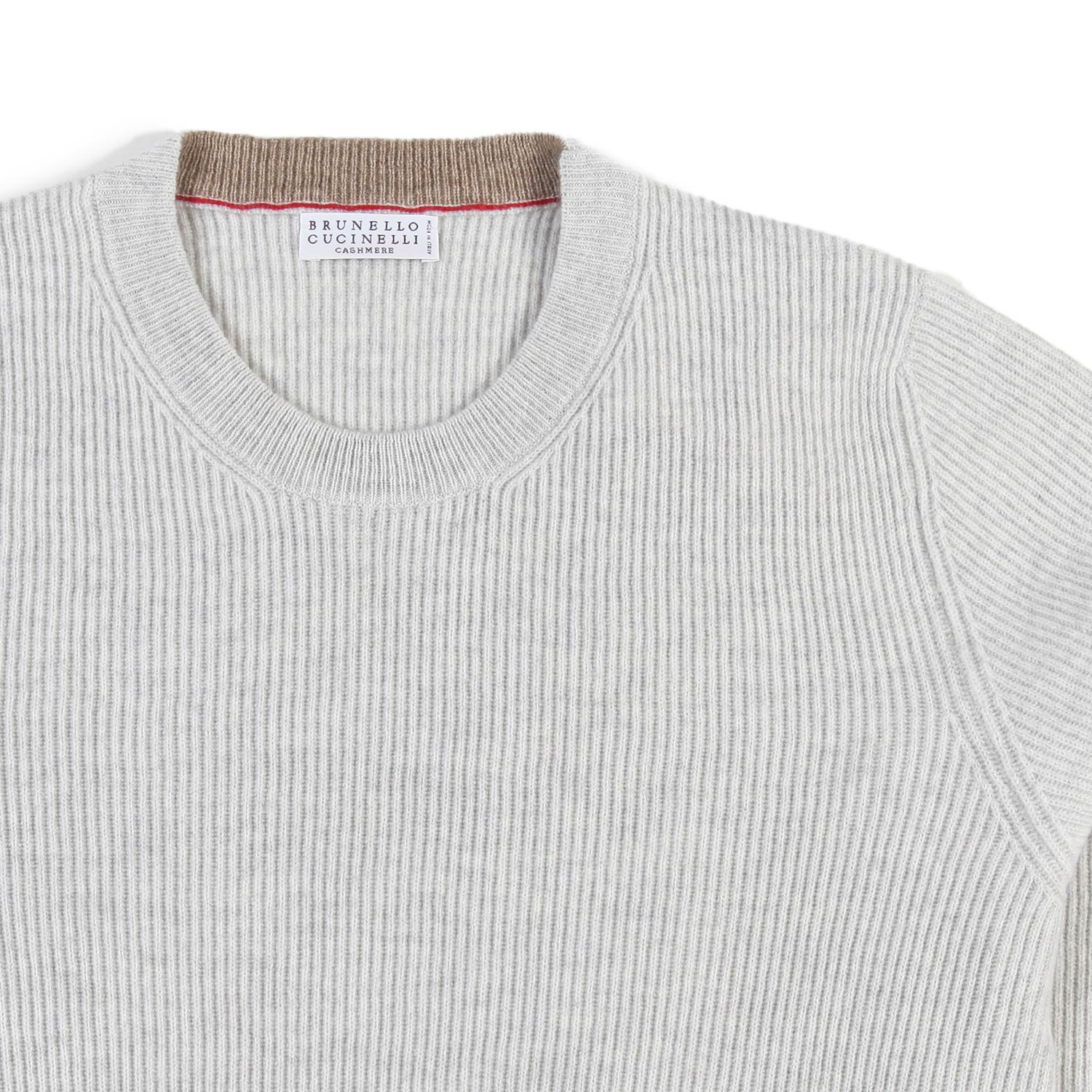 Maglia cachemire a coste Brunello Cucinelli ecru - annameglio.com abbigliamento moda