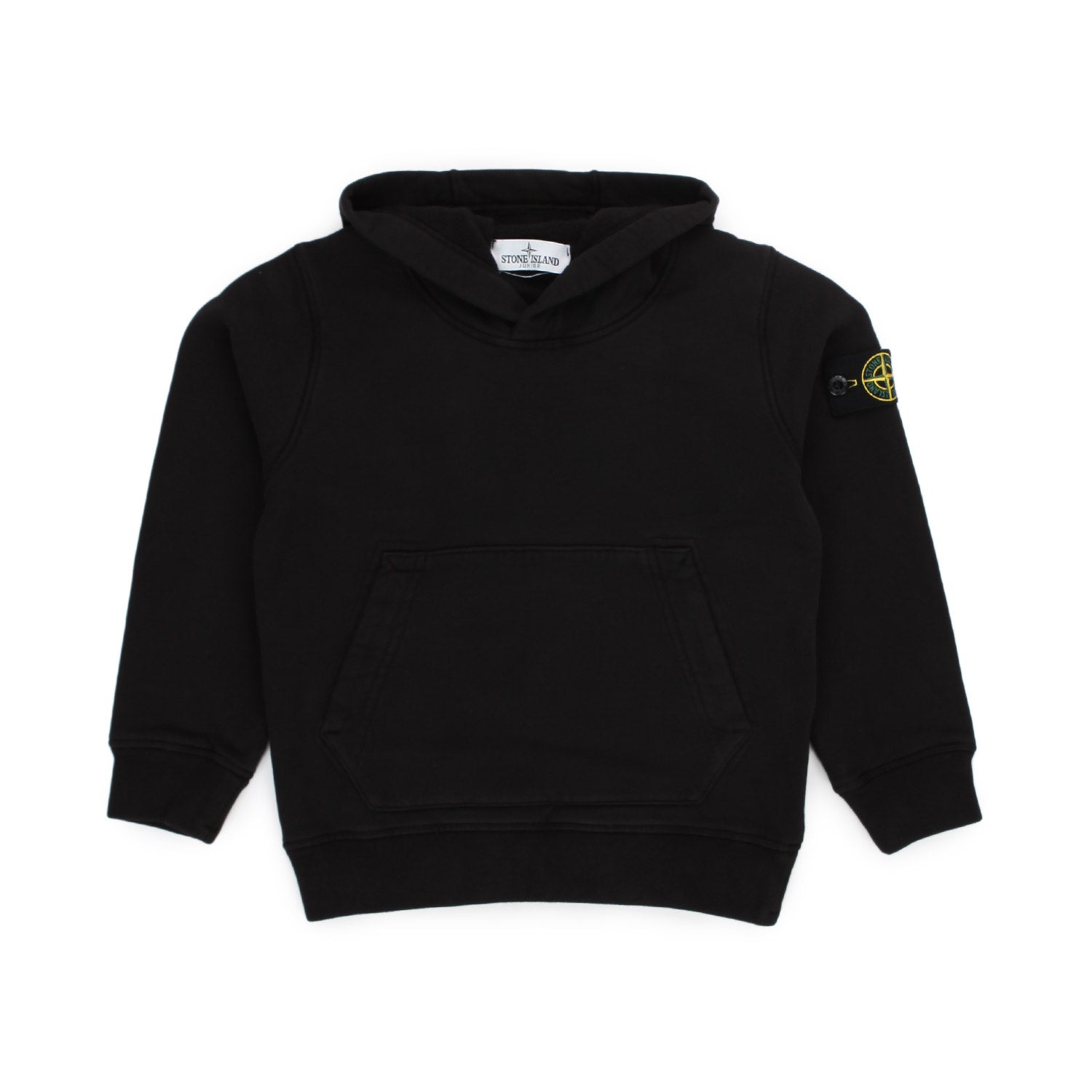 Felpa hoodie nera con patch Compass Stone Island - annameglio.com abbigliamento moda