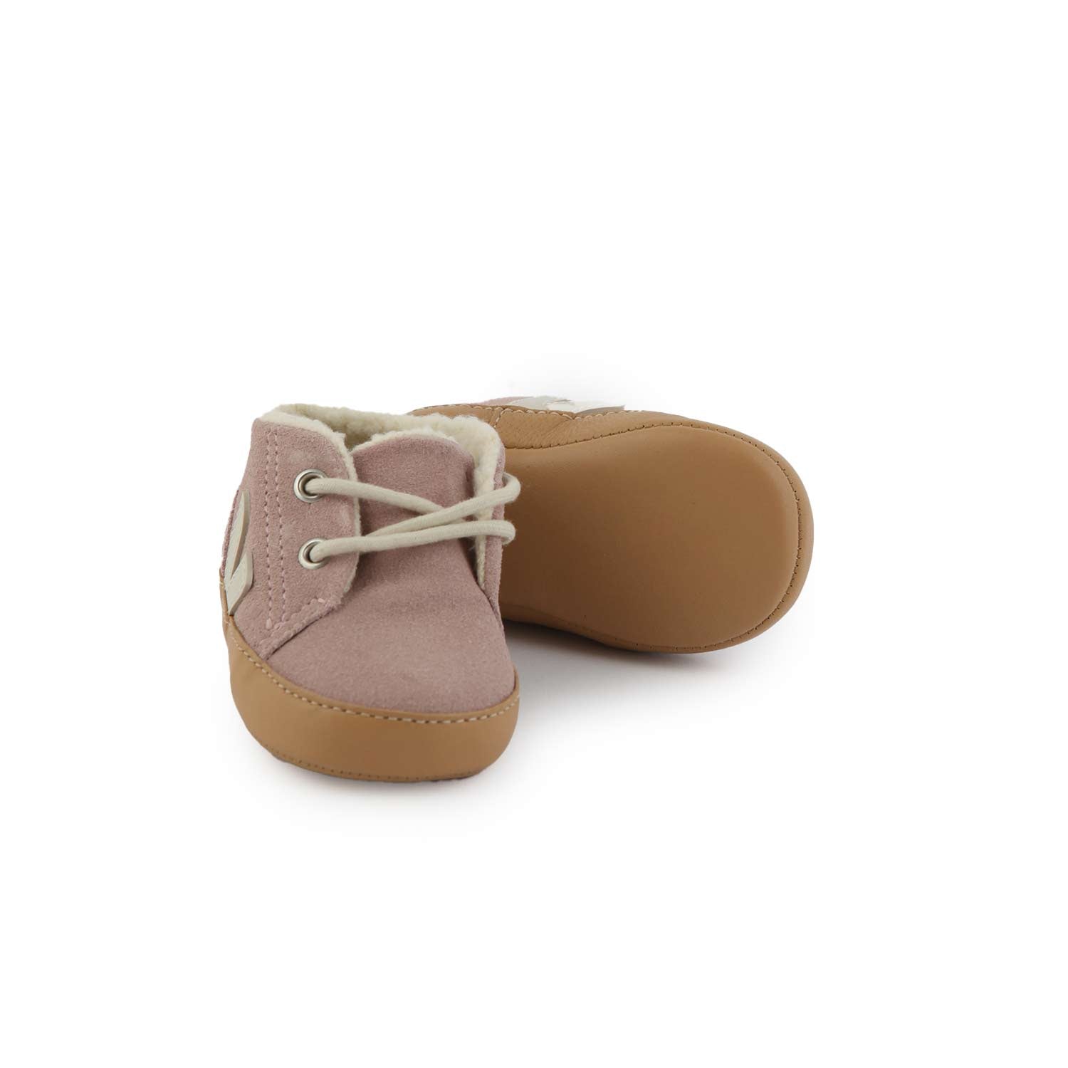 Scarpina Pierre Baby Fured in suede rosa - annameglio.com abbigliamento moda