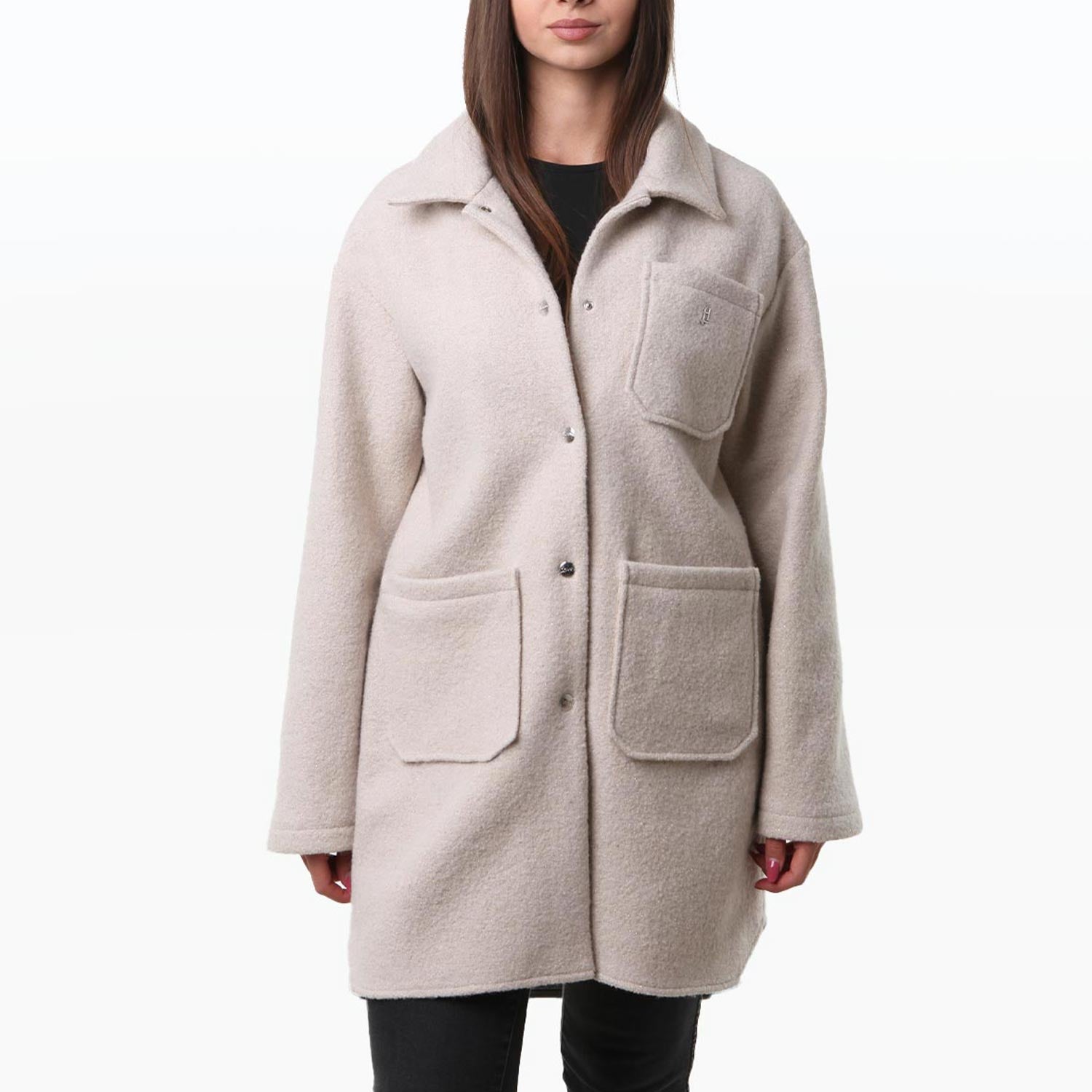 Cappotto ecowool Herno beige chiaro e oro glitter - annameglio.com abbigliamento moda