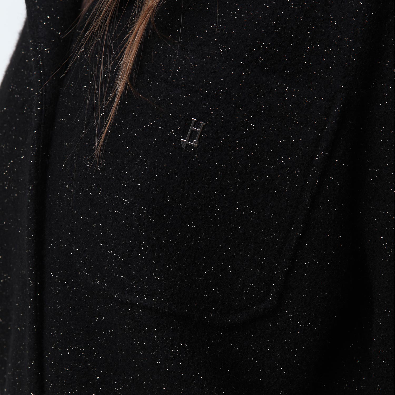Cappotto ecowool Herno nero e oro glitter - annameglio.com abbigliamento moda