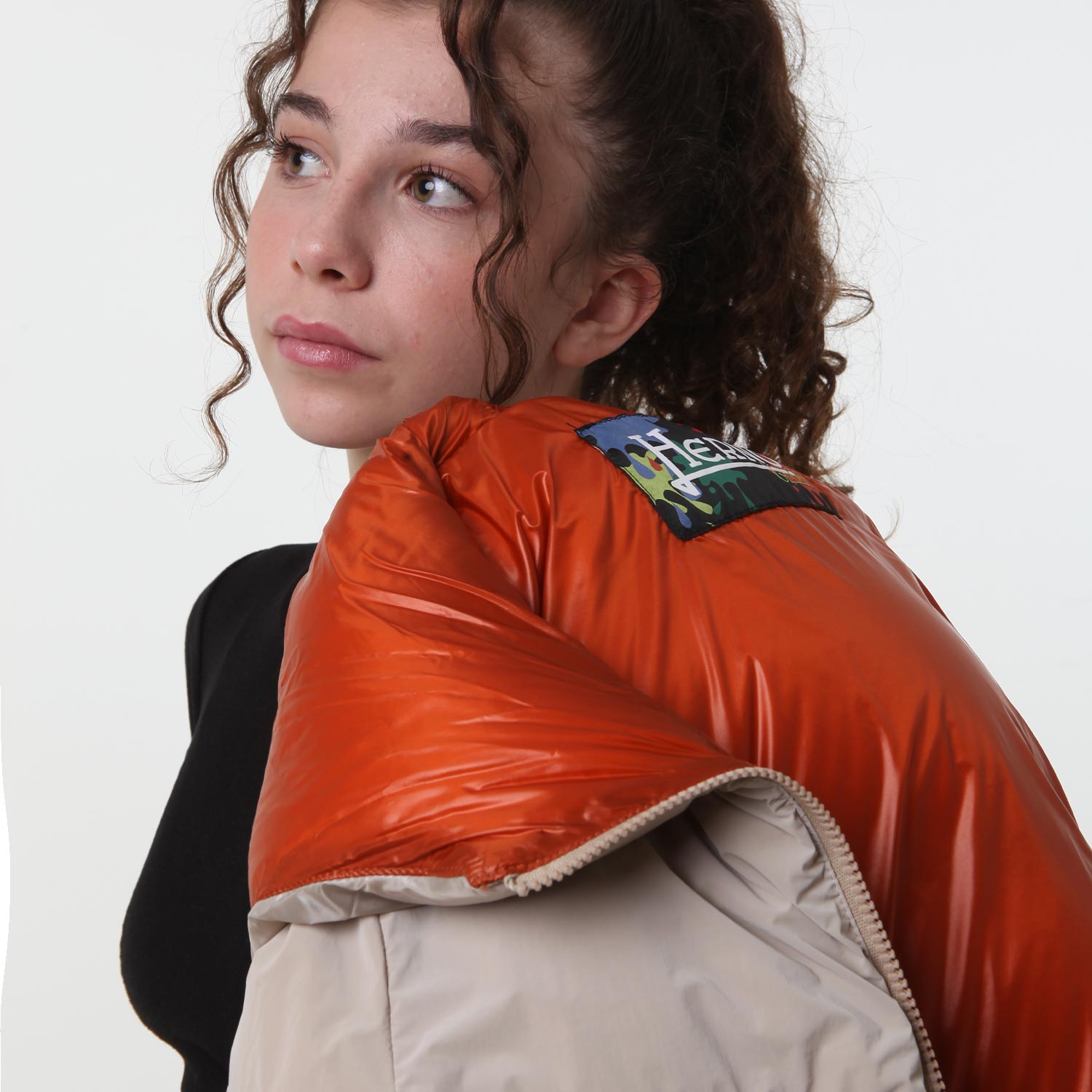 Piumino lungo Herno beige chiaro e arancione - annameglio.com abbigliamento moda