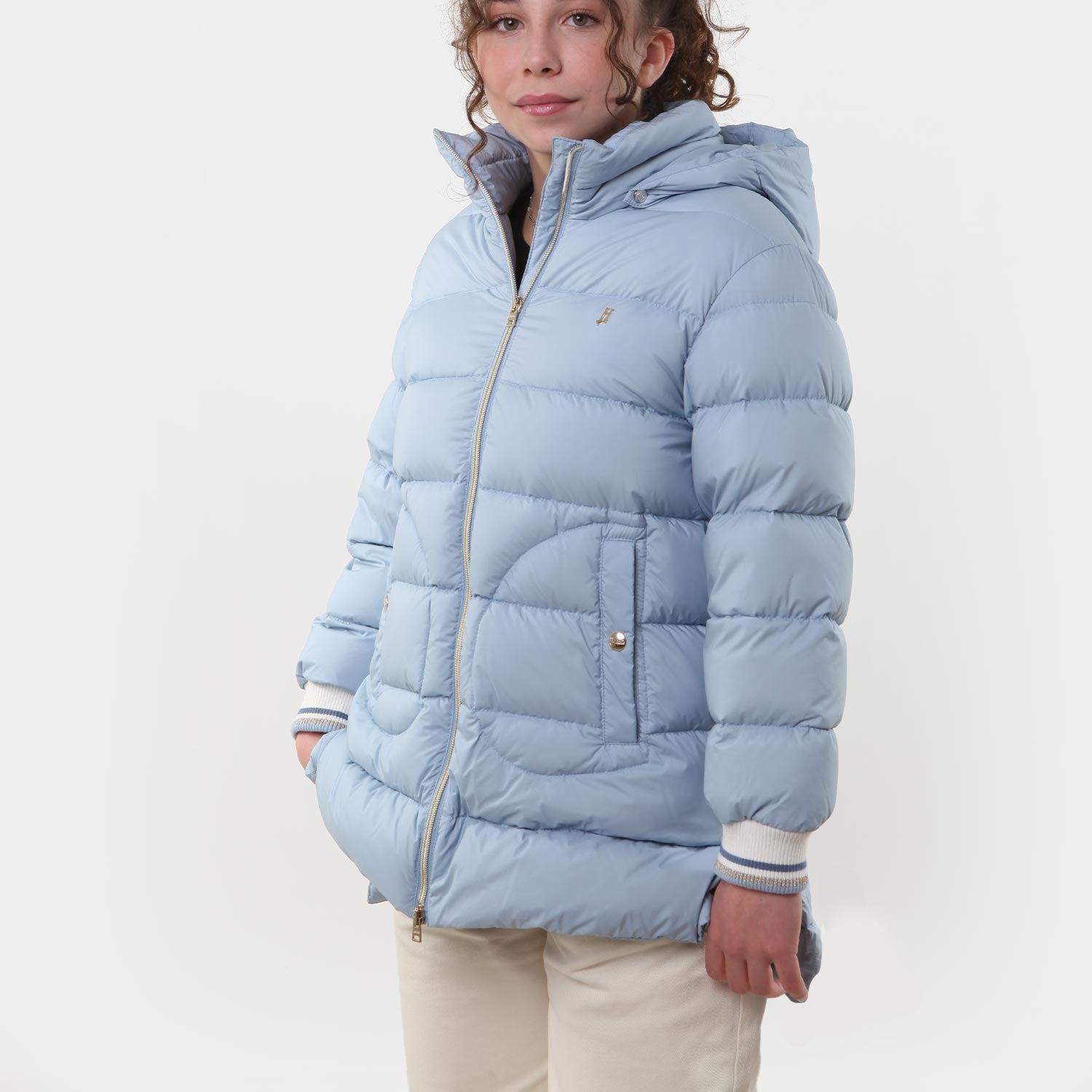 Piumino lungo Herno celeste Bambina e Ragazza - annameglio.com abbigliamento moda