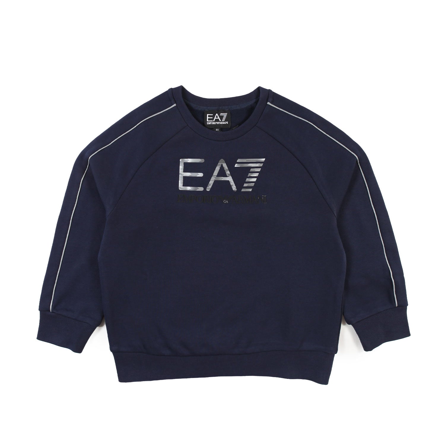 Felpa blu con logo EA7 argento e nero - annameglio.com abbigliamento moda