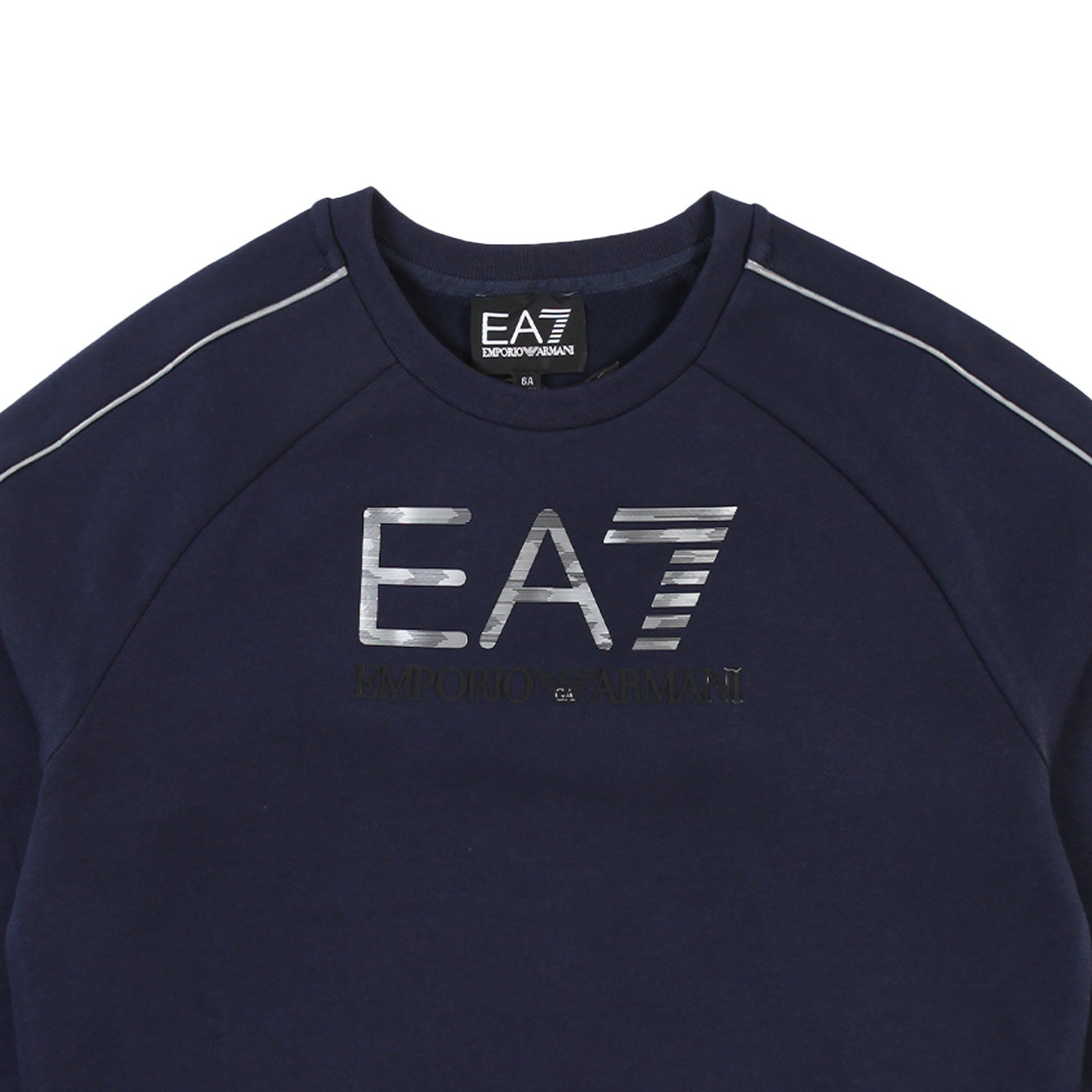 Felpa blu con logo EA7 argento e nero - annameglio.com abbigliamento moda