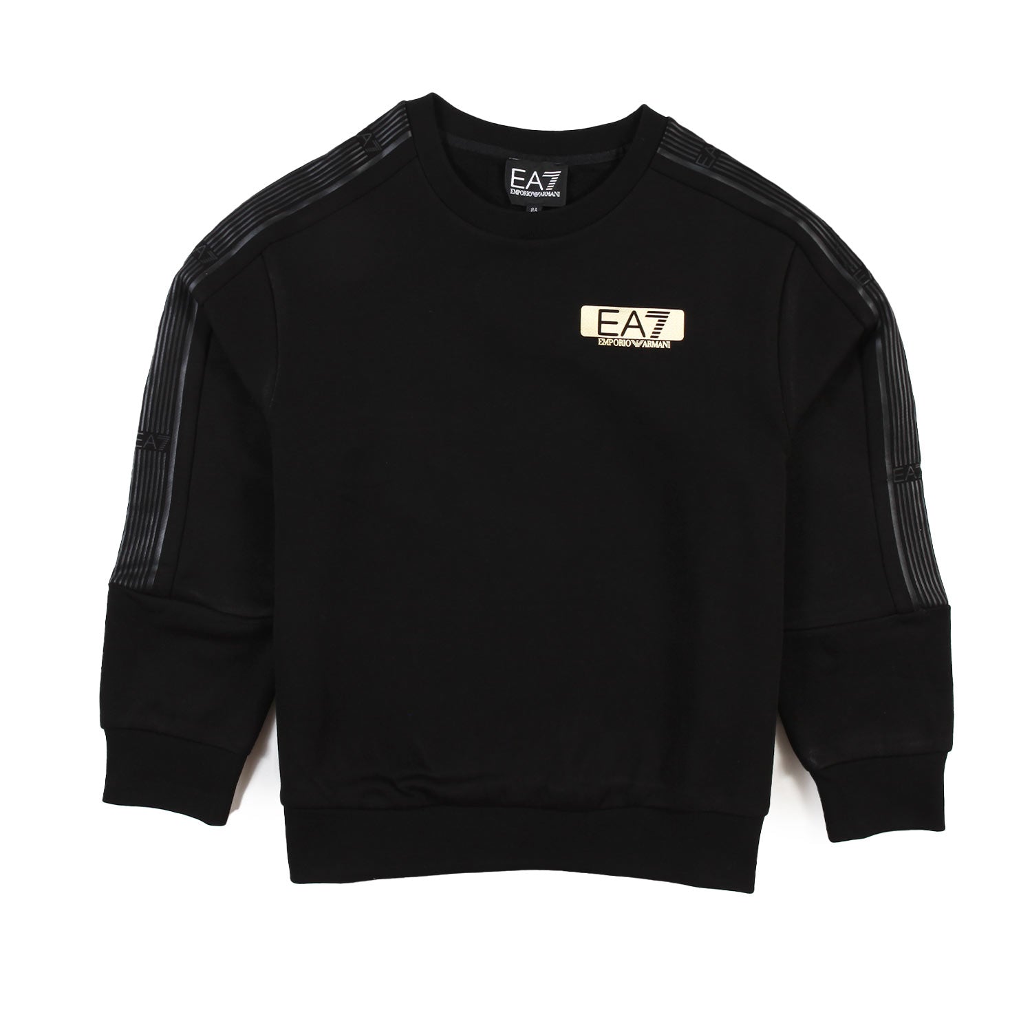 Felpa nera con mini logo EA7 oro e tape gommati - annameglio.com abbigliamento moda
