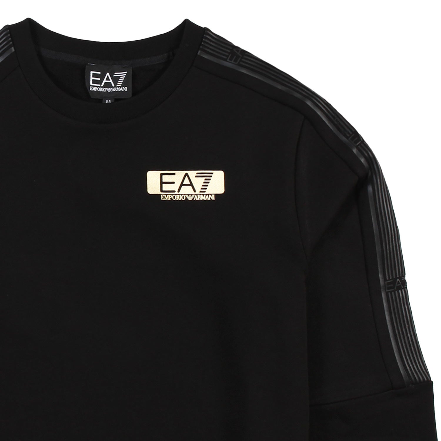 Felpa nera con mini logo EA7 oro e tape gommati - annameglio.com abbigliamento moda