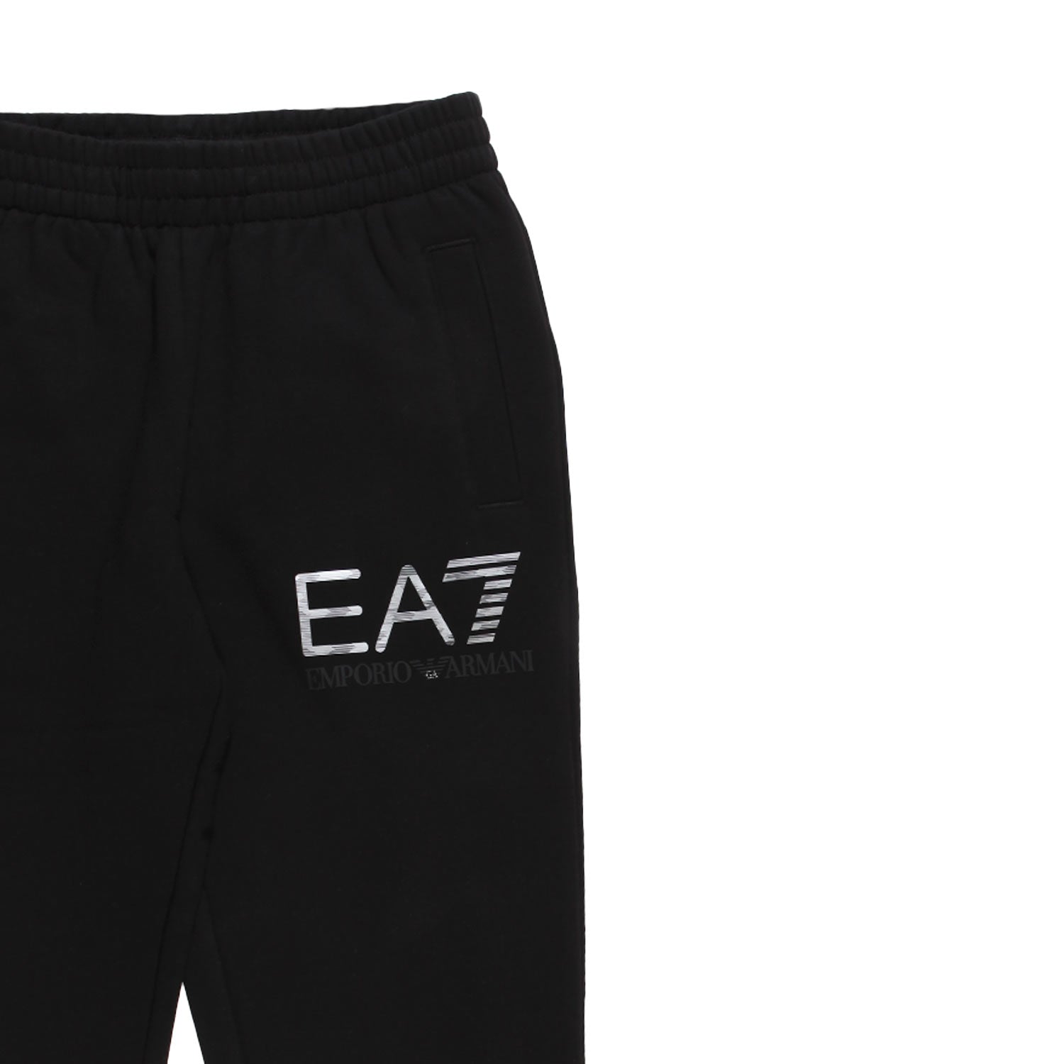 Pantalone felpa nero con logo EA7 argento e nero - annameglio.com abbigliamento moda